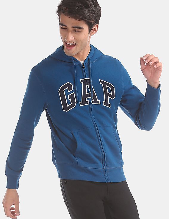 Buy GAP Men Men Blue Logo Fleece Zip Hoodie - NNNOW.com