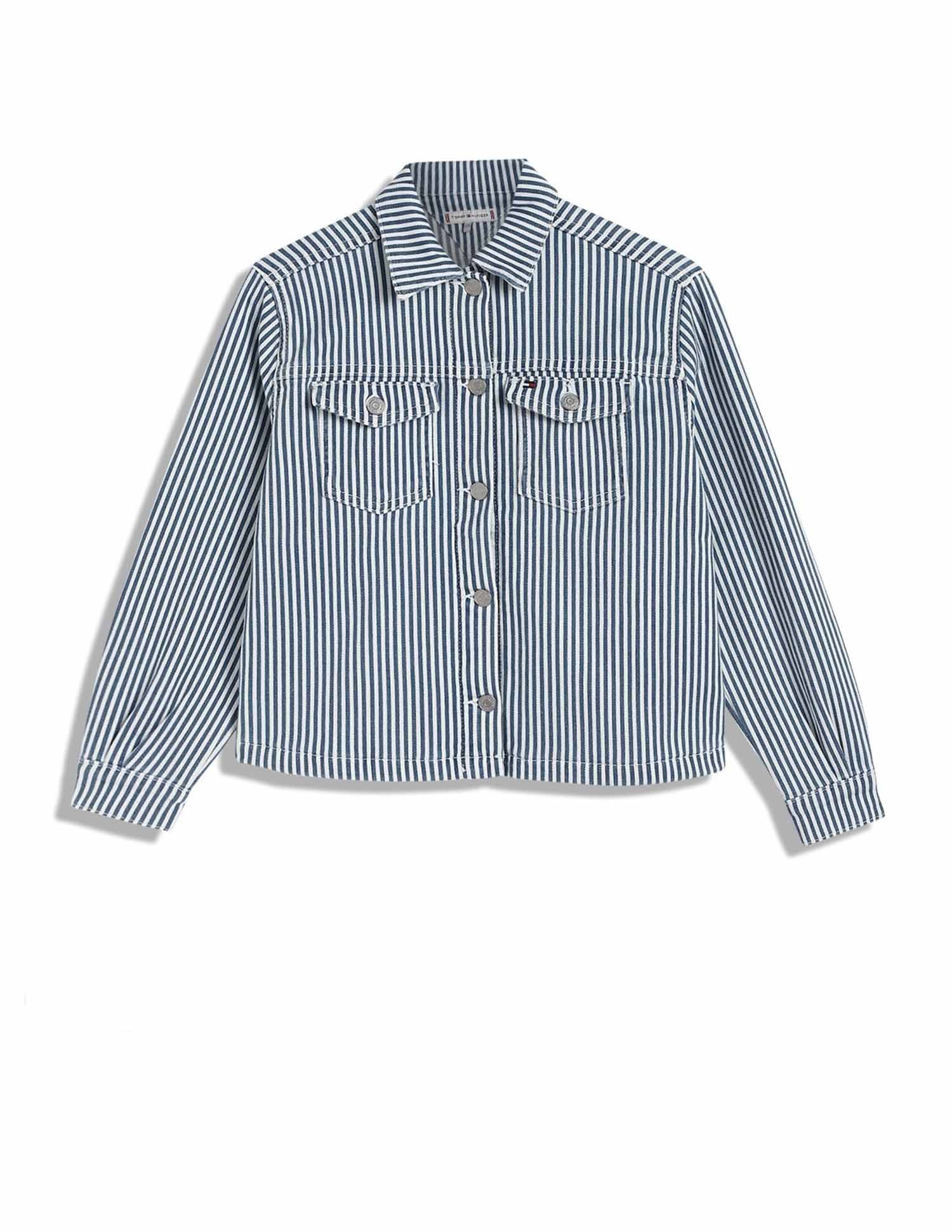 Buy Tommy Hilfiger Kids Girls Striped Regular-Fit Cotton Jacket