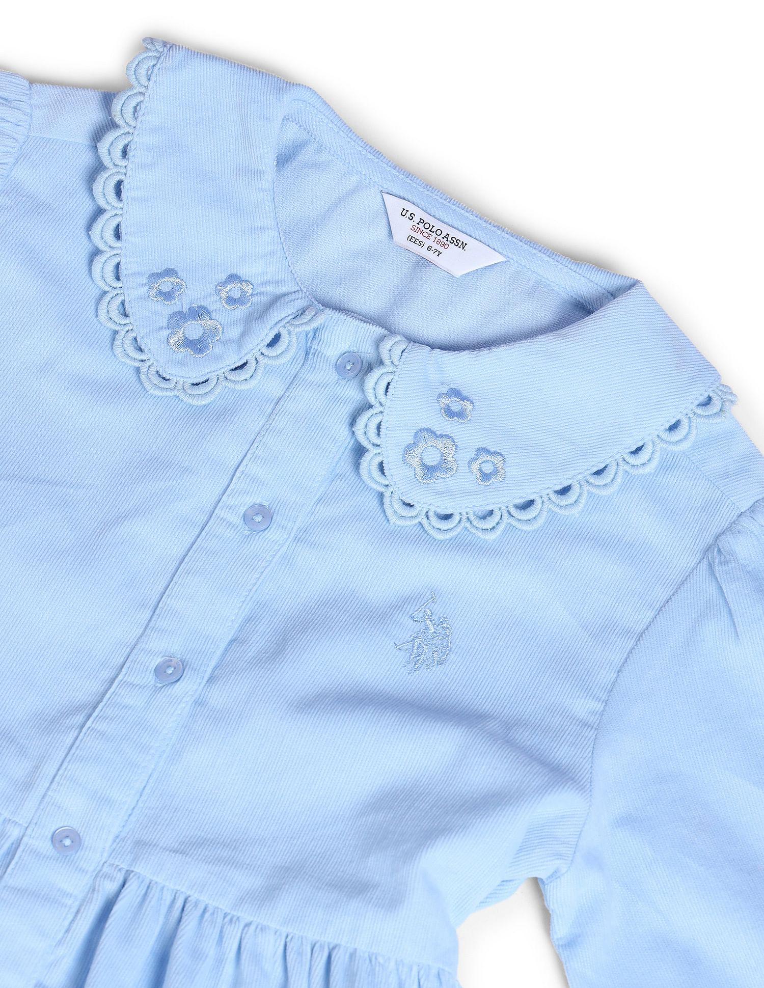 U.S. Polo Assn. Kids Girls Peterpan Collar Corduroy Dress