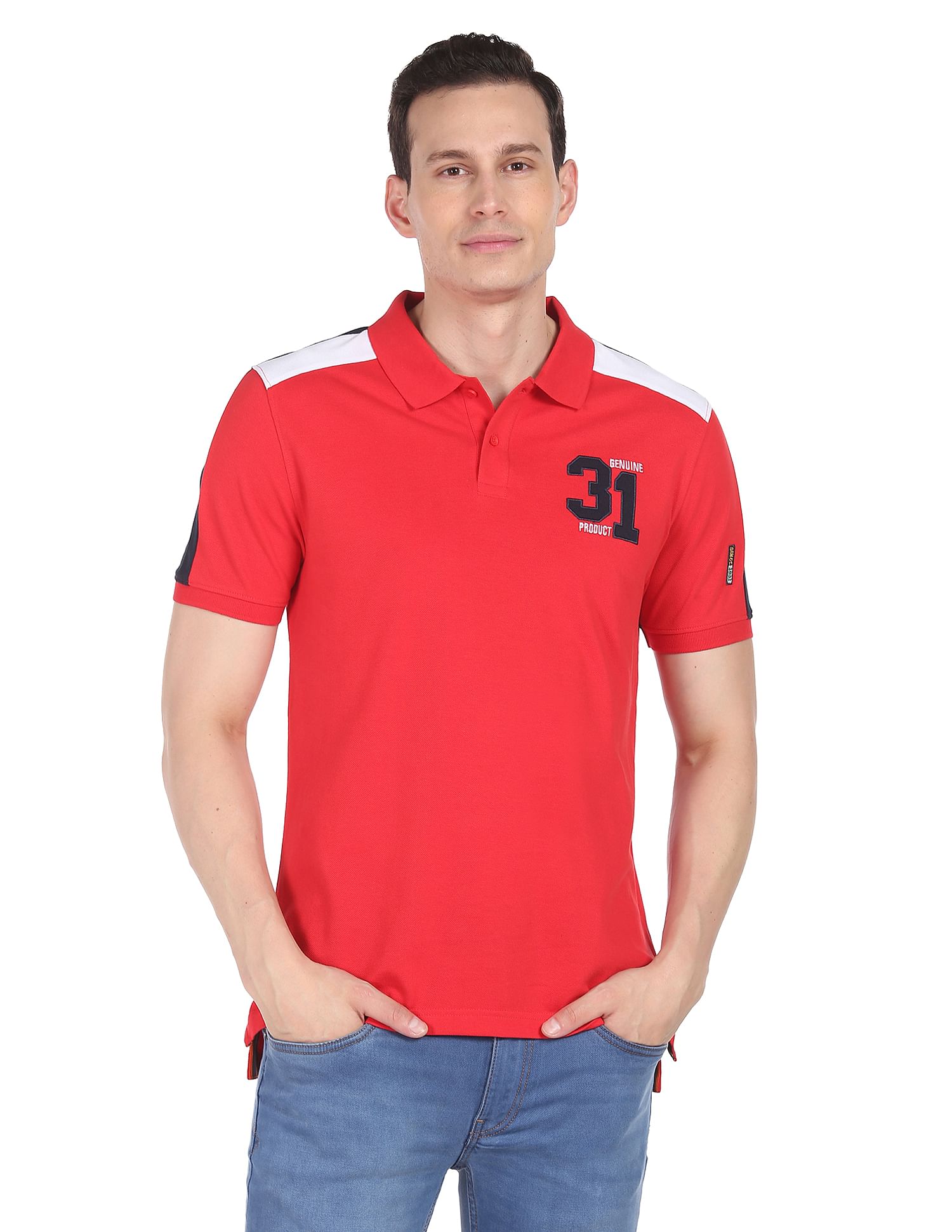 AD by Arvind Colour Block Sporty Polo Shirt