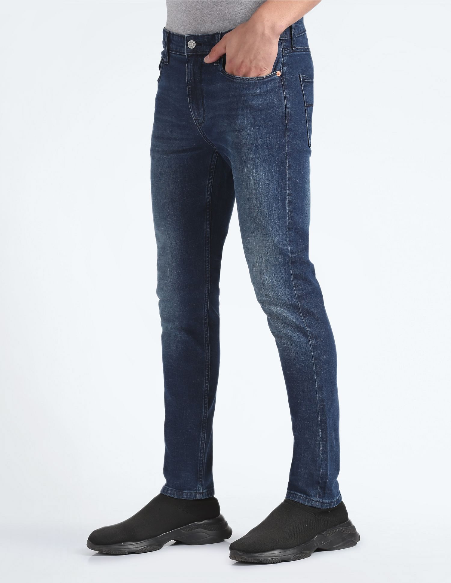 Flying Machine Slash Slim Tapered Mid Rise Jeans