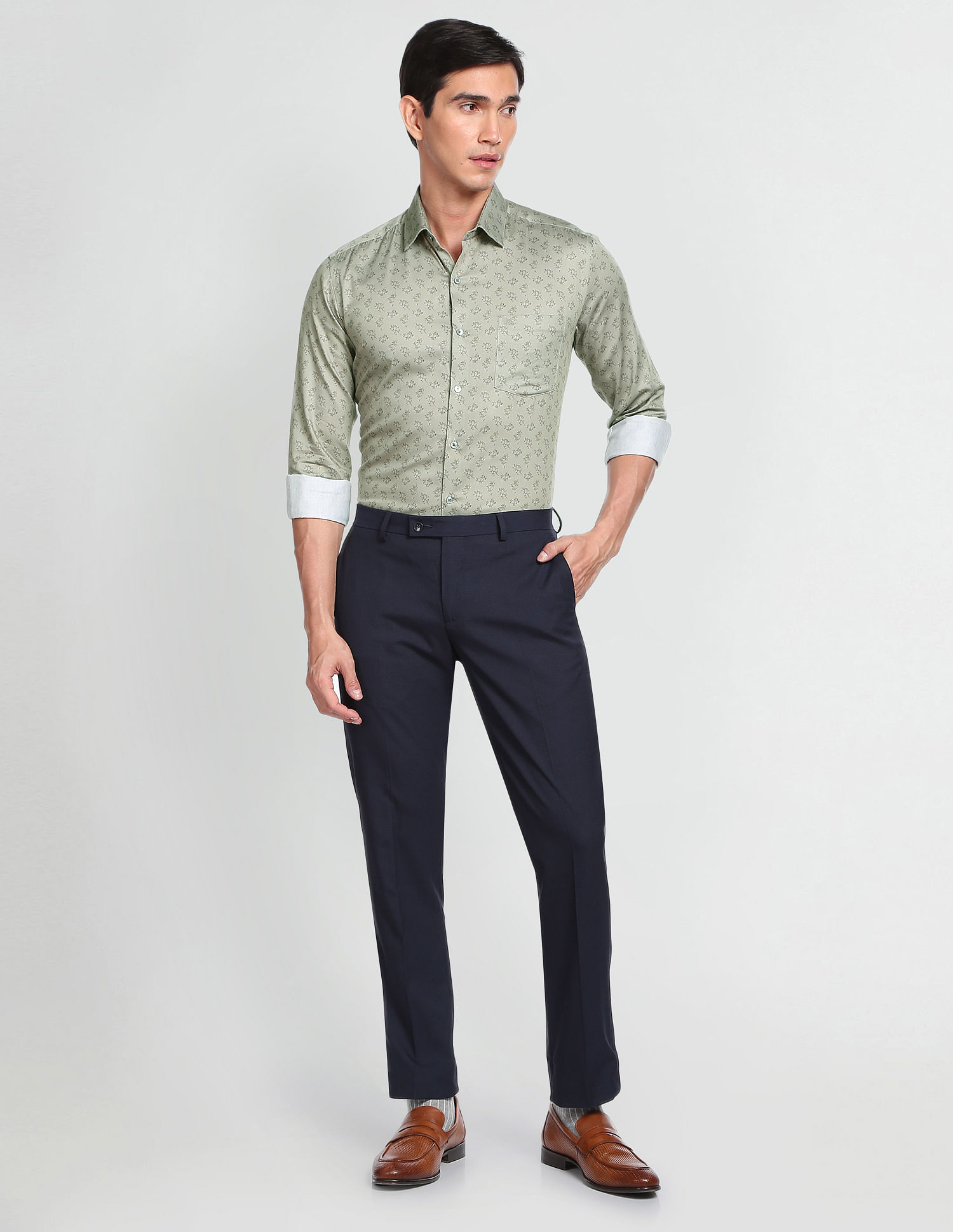 Arrow Floral Print Pure Cotton Formal Shirt