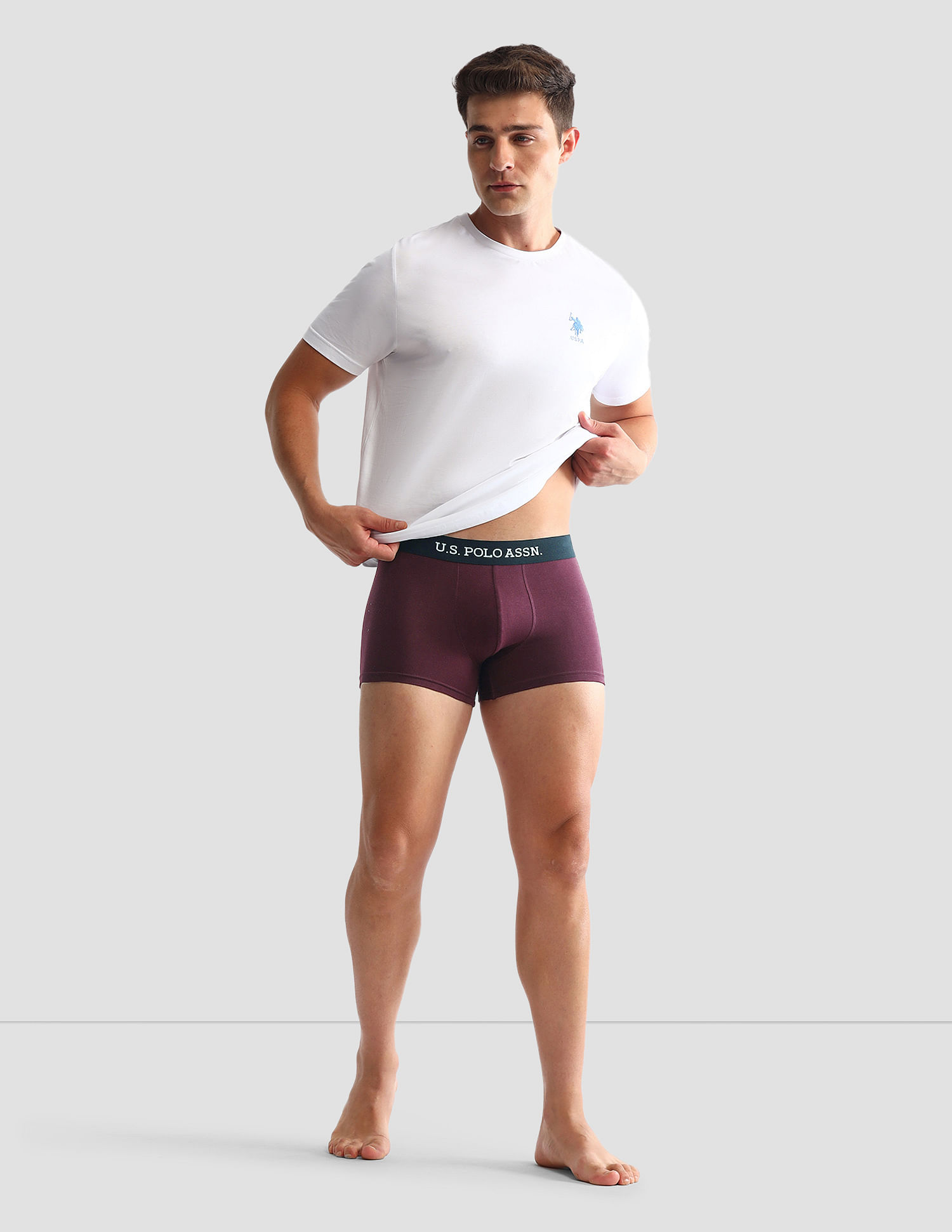 USPA Innerwear Anti Microbial Solid OET13 Trunks - Pack Of 3