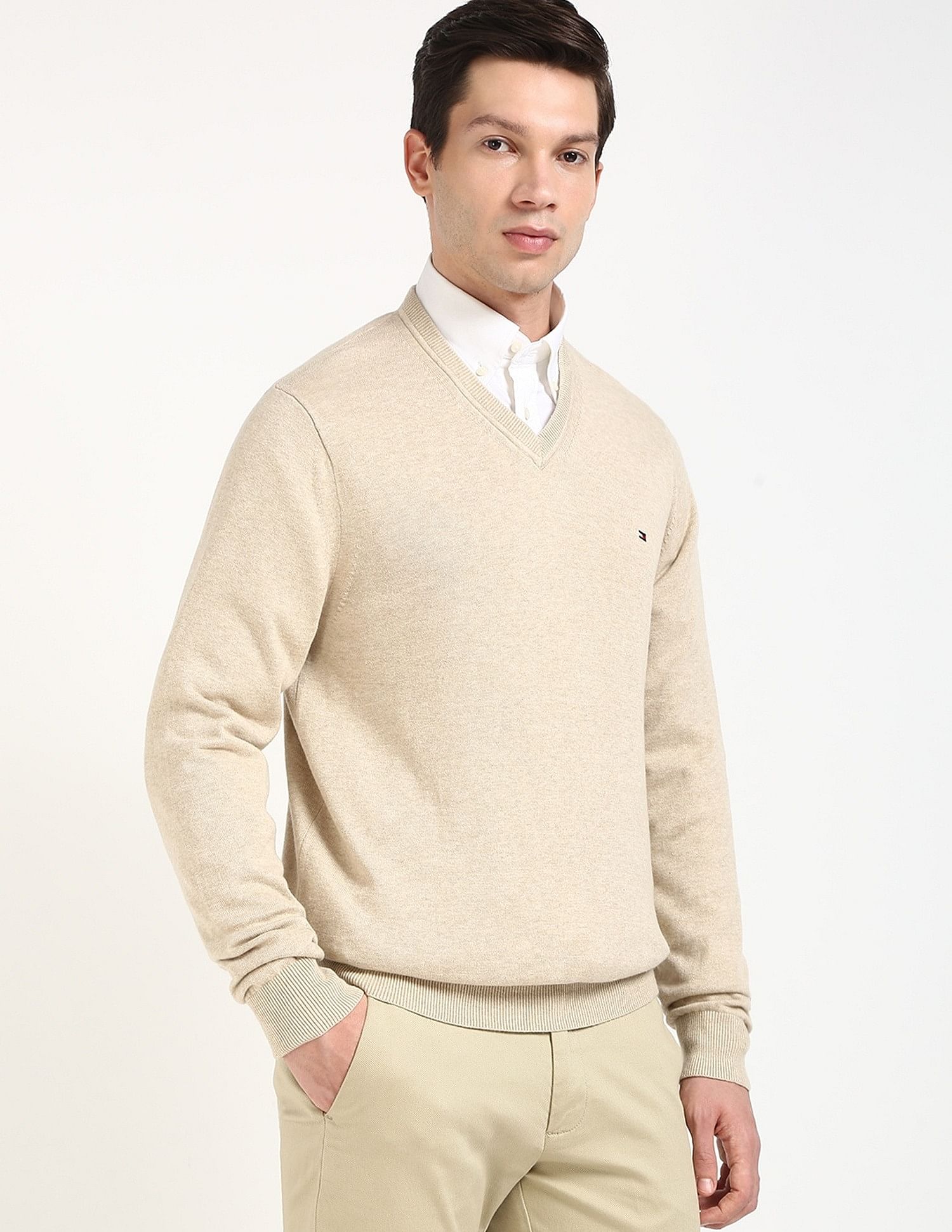 Tommy Hilfiger Solid Regular-Fit Cotton Sweater