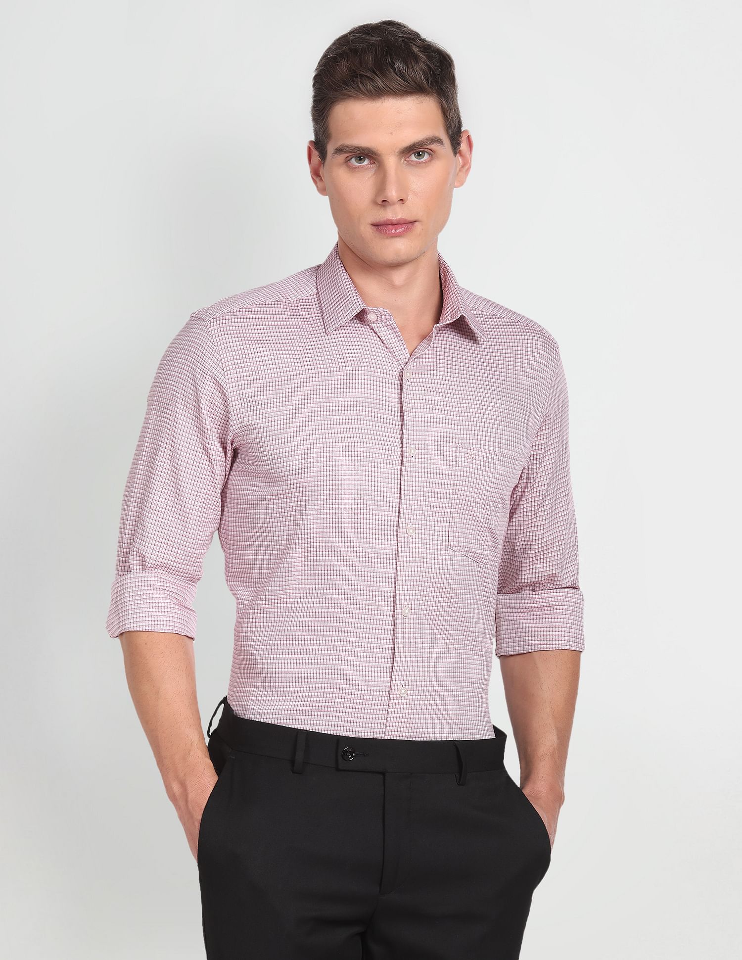 Arrow Manhattan Slim Fit Microcheck Shirt