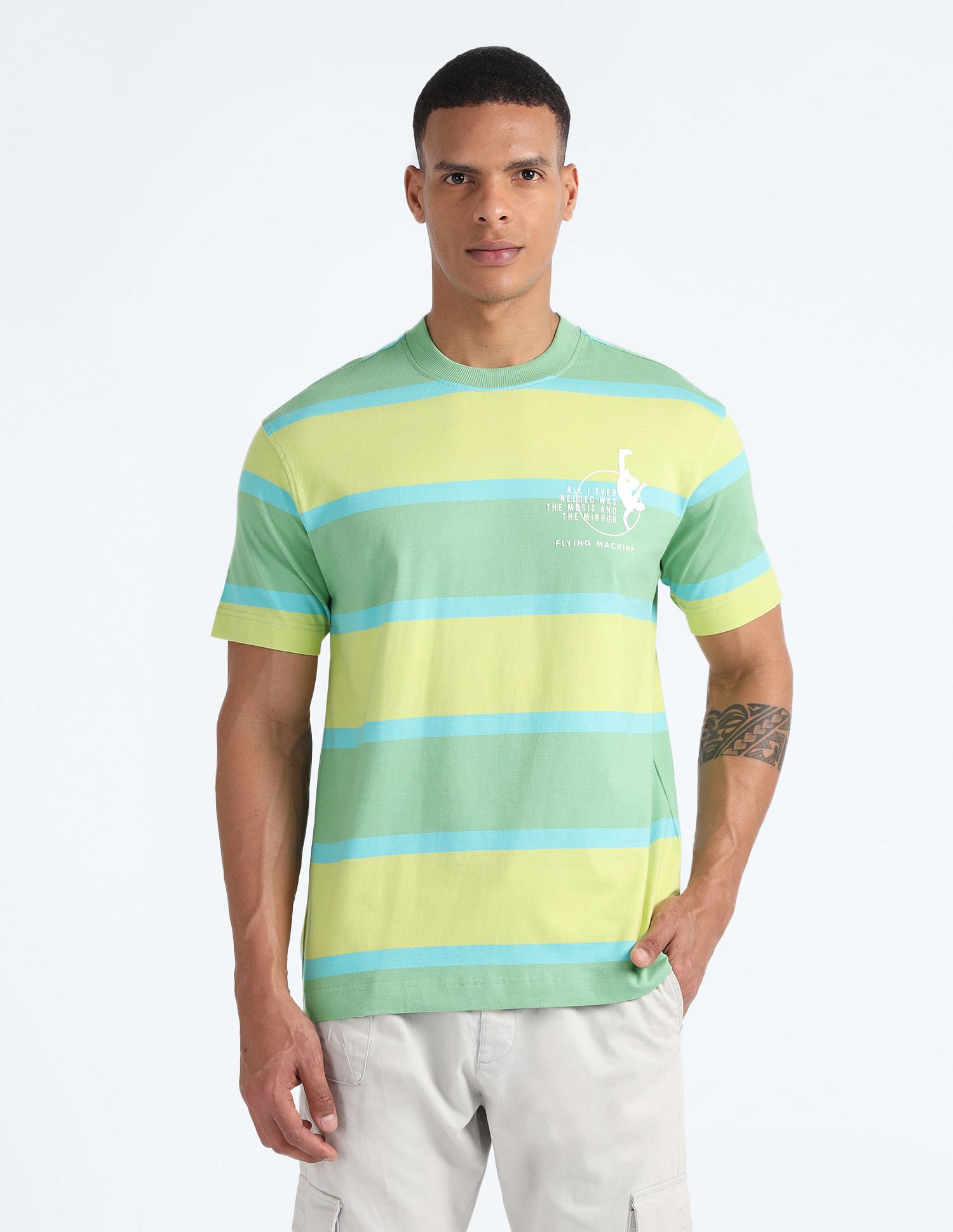 Flying Machine Horizontal Stripe Oversized T-Shirt