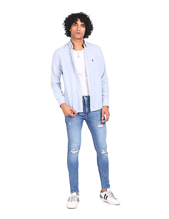 Tommy Hilfiger Men Blue Simon Skinny Fit Distressed Jeans