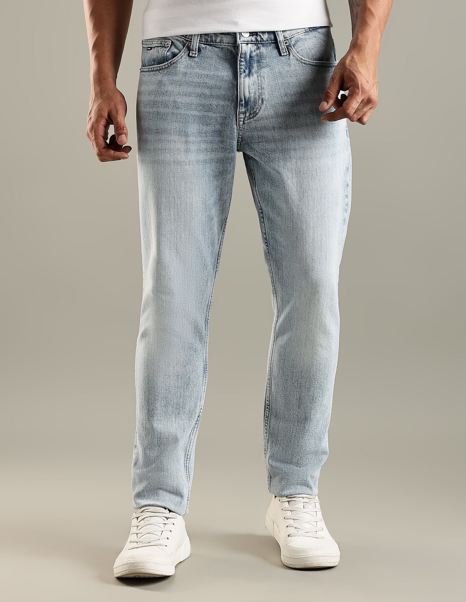 Tommy Hilfiger Heavy-Wash Slim Fit Mid Rise Jeans