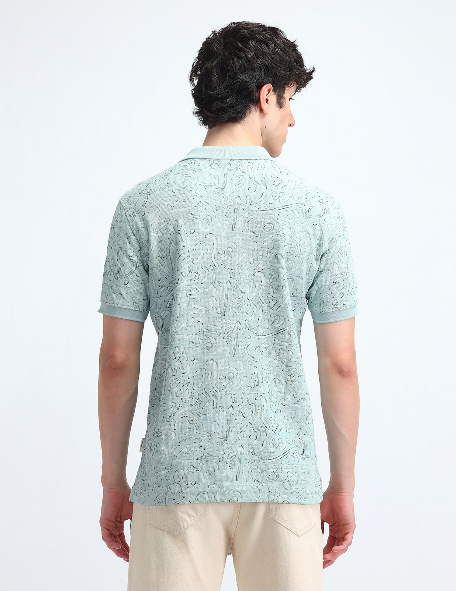 Flying Machine Abstract Pattern Pure Cotton Polo Shirt