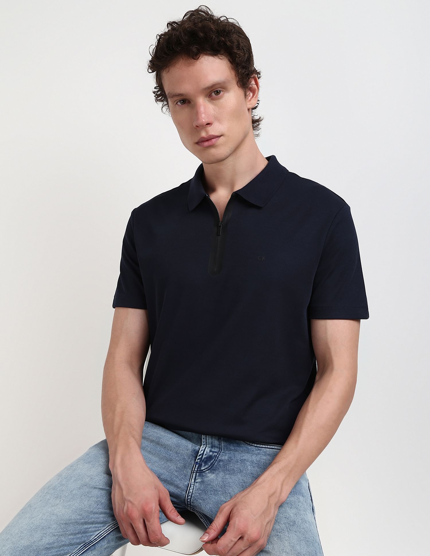 Buy Calvin Klein Short Sleeve Performance Zip Polo Shirt NNNOW