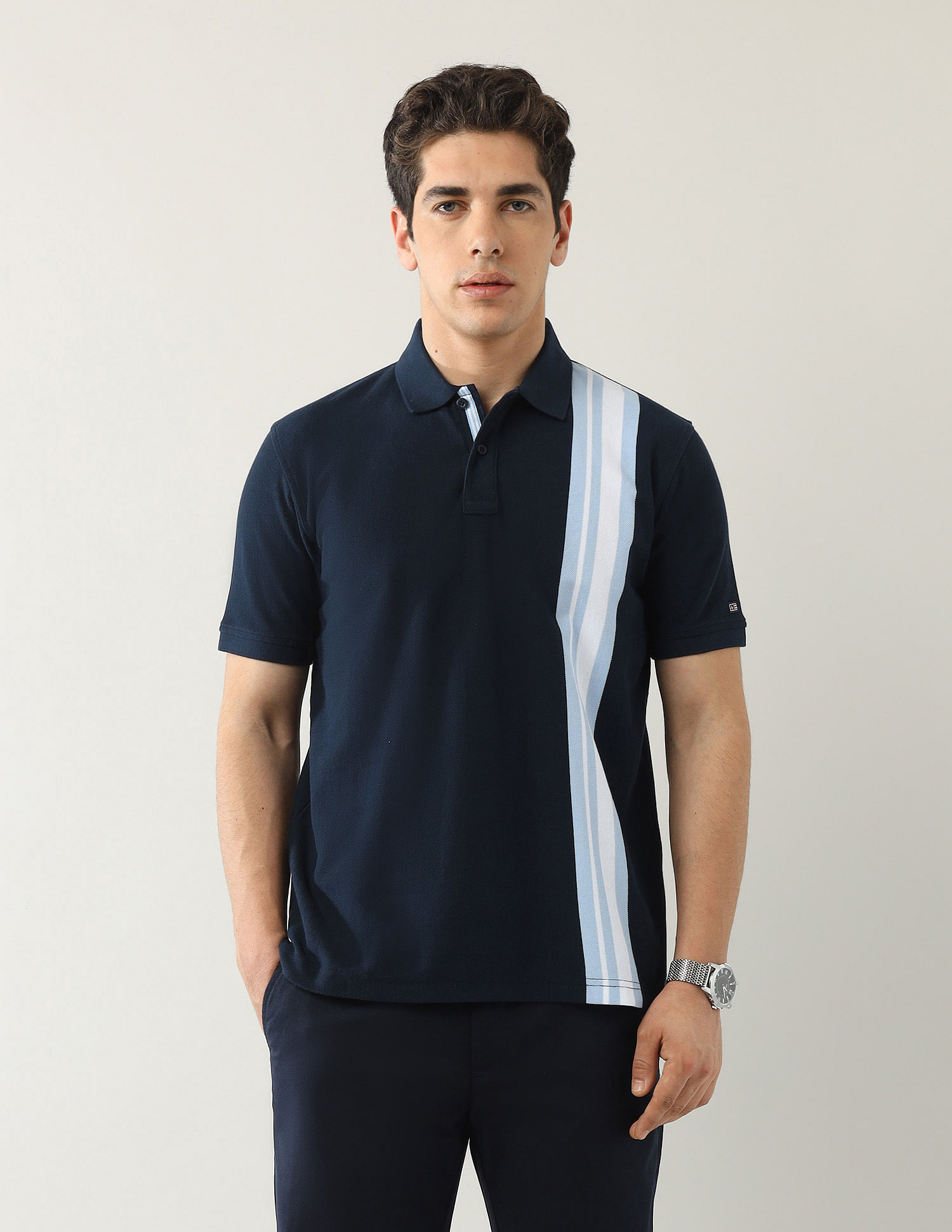 Arrow Sport Vertical Striped Regular Fit Polo Shirt