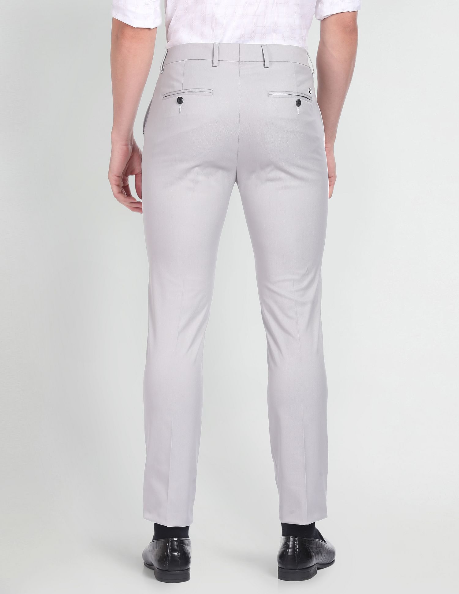 Arrow Newyork Solid Dobby Formal Trousers