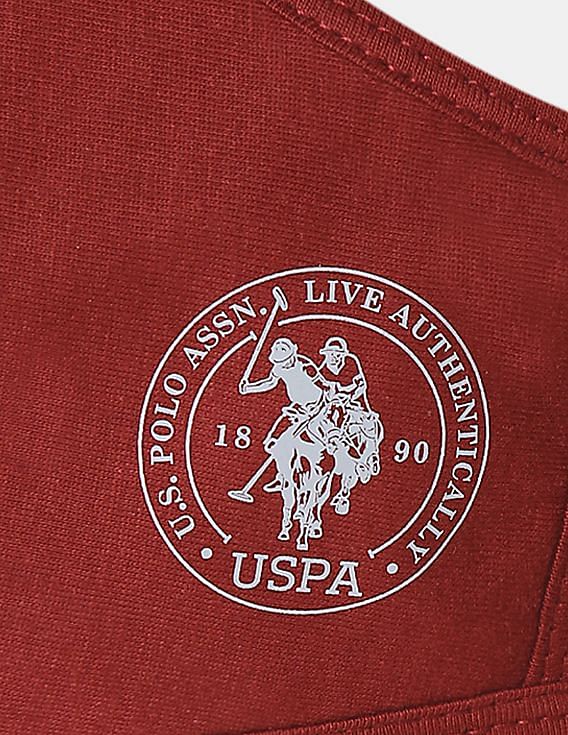 U.S. Polo Assn. Unisex Adults Maroon Triple Layer Anti Bacterial Reusable Outdoor Face Masks - Pack Of 3