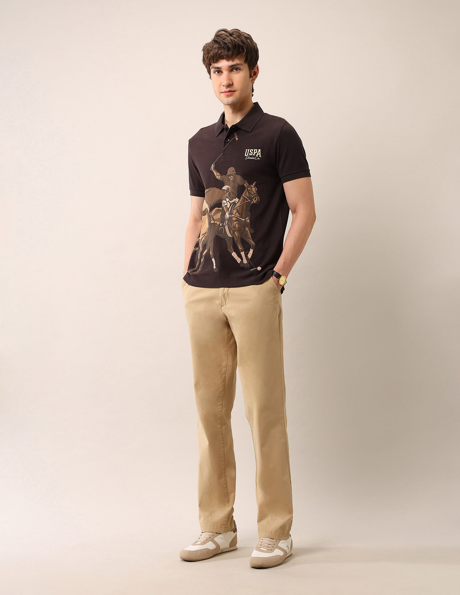 U.S. Polo Assn. Denim Co. Graphic Printed Muscle Fit Polo Shirt
