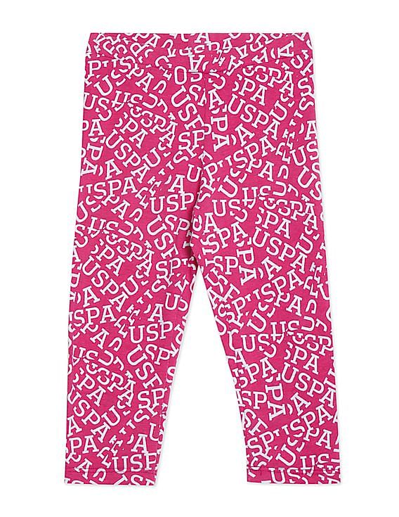 U.S. Polo Assn. Kids Elasticized Waist Brand Print Leggings