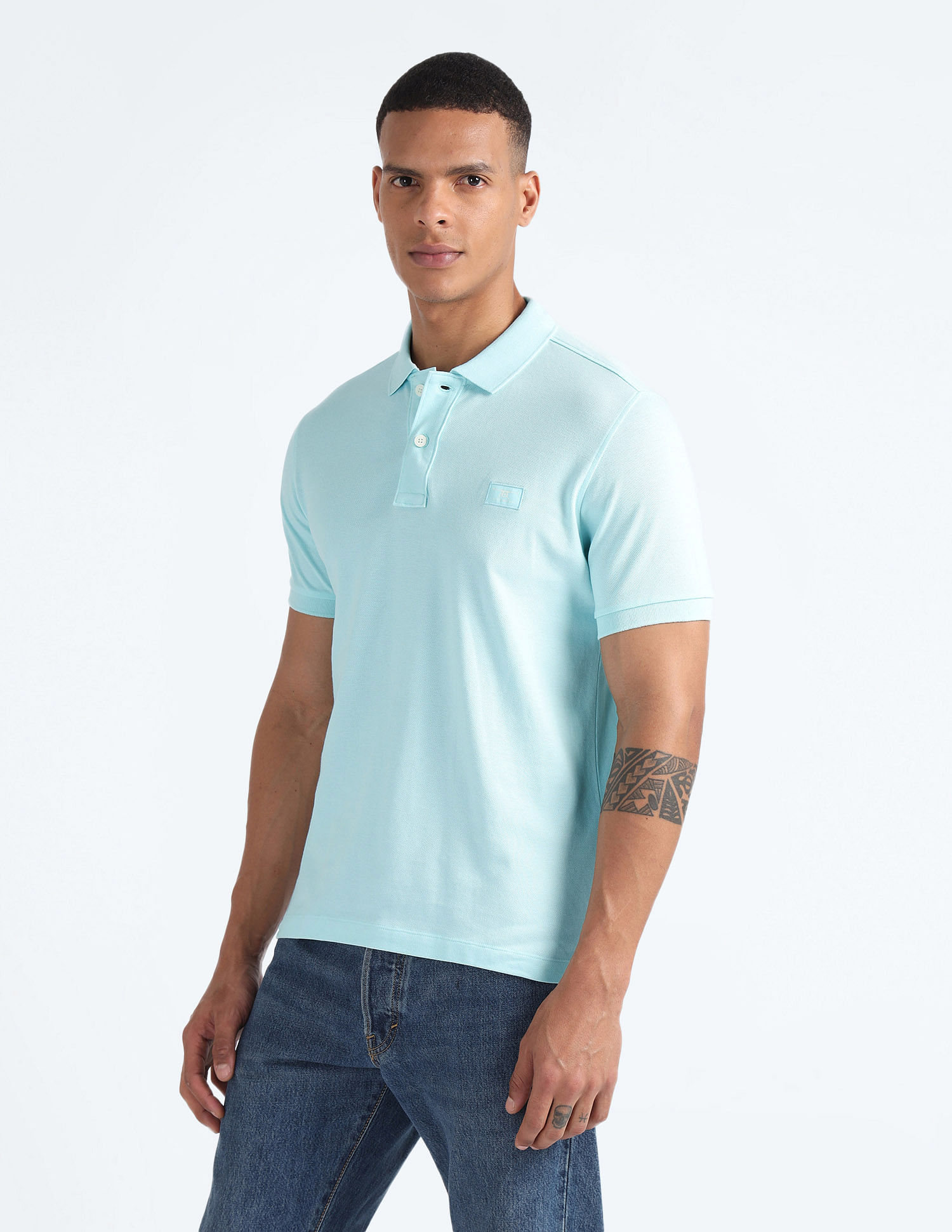 Flying Machine Pure Cotton Solid Polo Shirt