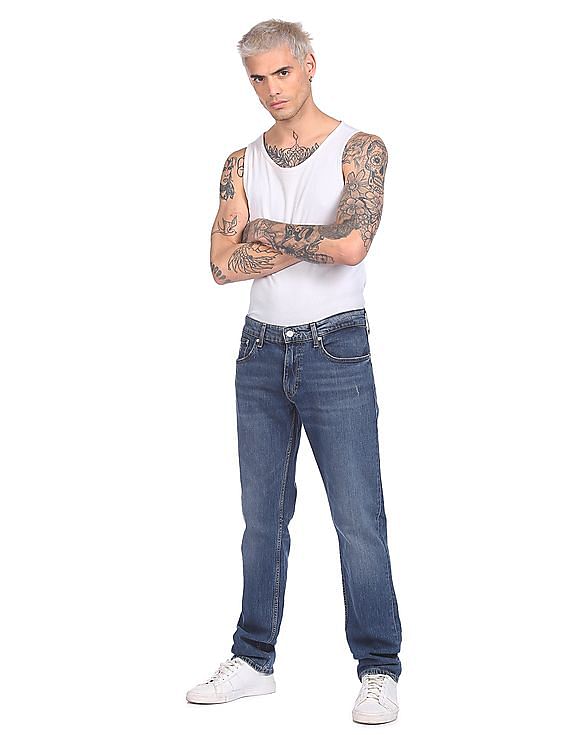 Tommy Hilfiger Men Blue Ryan Straight Fit Stone Wash Jeans