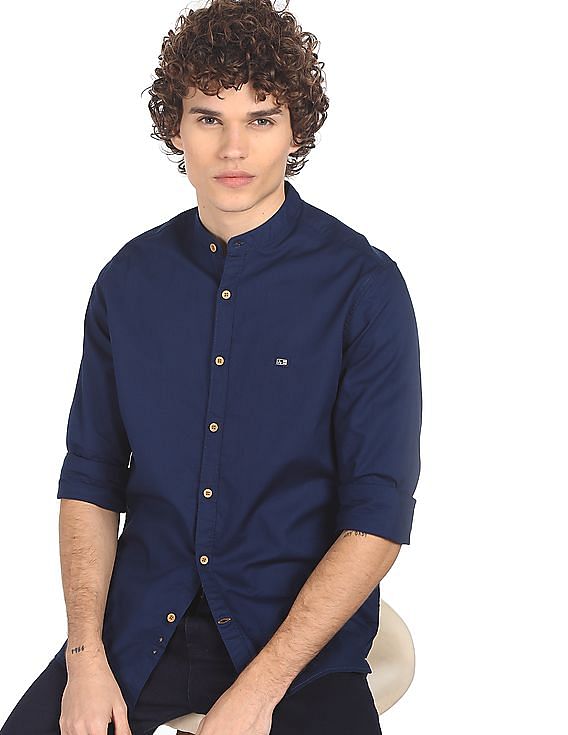 Buy Arrow Sports Mandarin Collar Solid Shirt - NNNOW.com