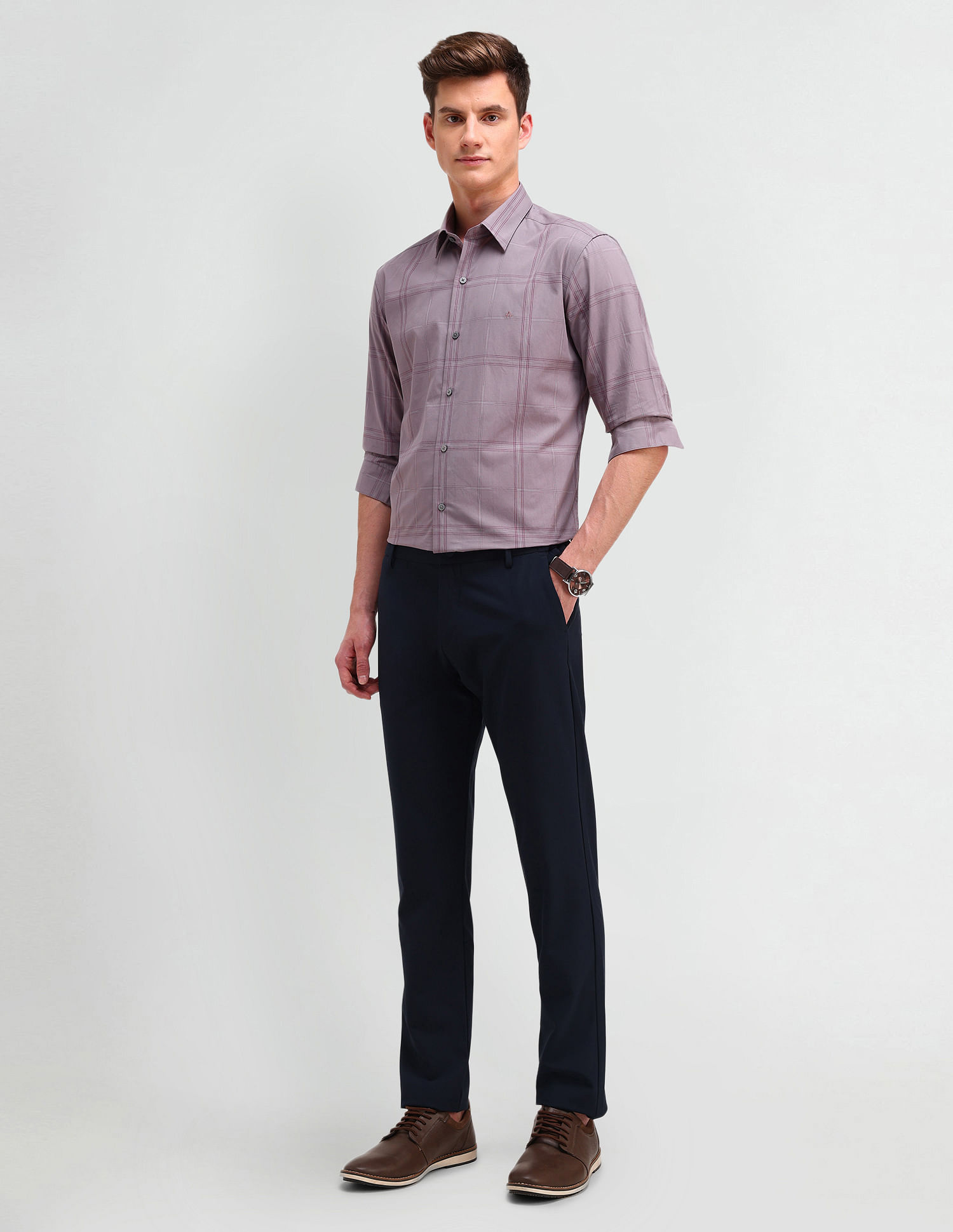 Arrow Newyork Slim Fit Windowpane Checked Shirt