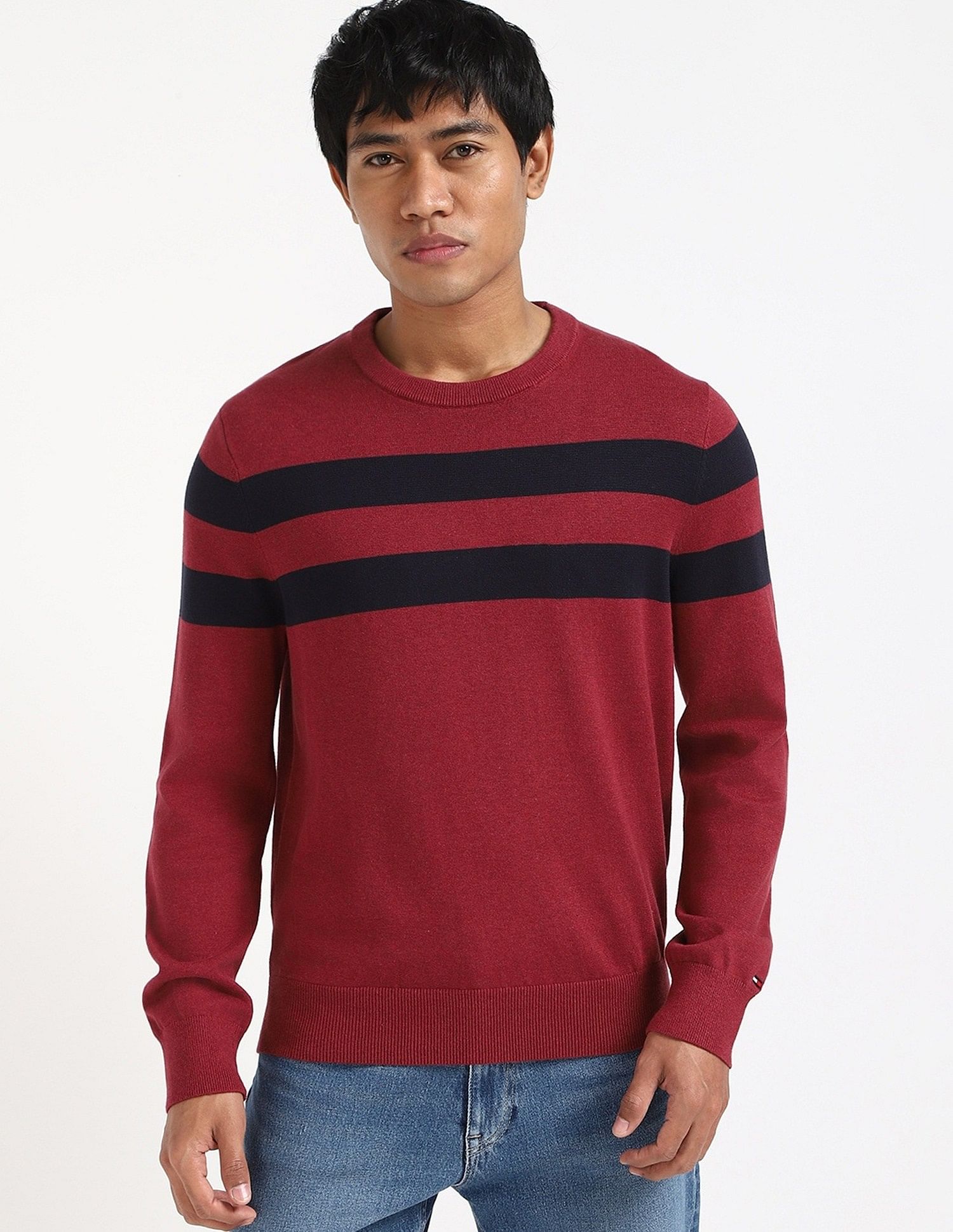 Tommy Hilfiger Striped Regular-Fit Cotton Sweater