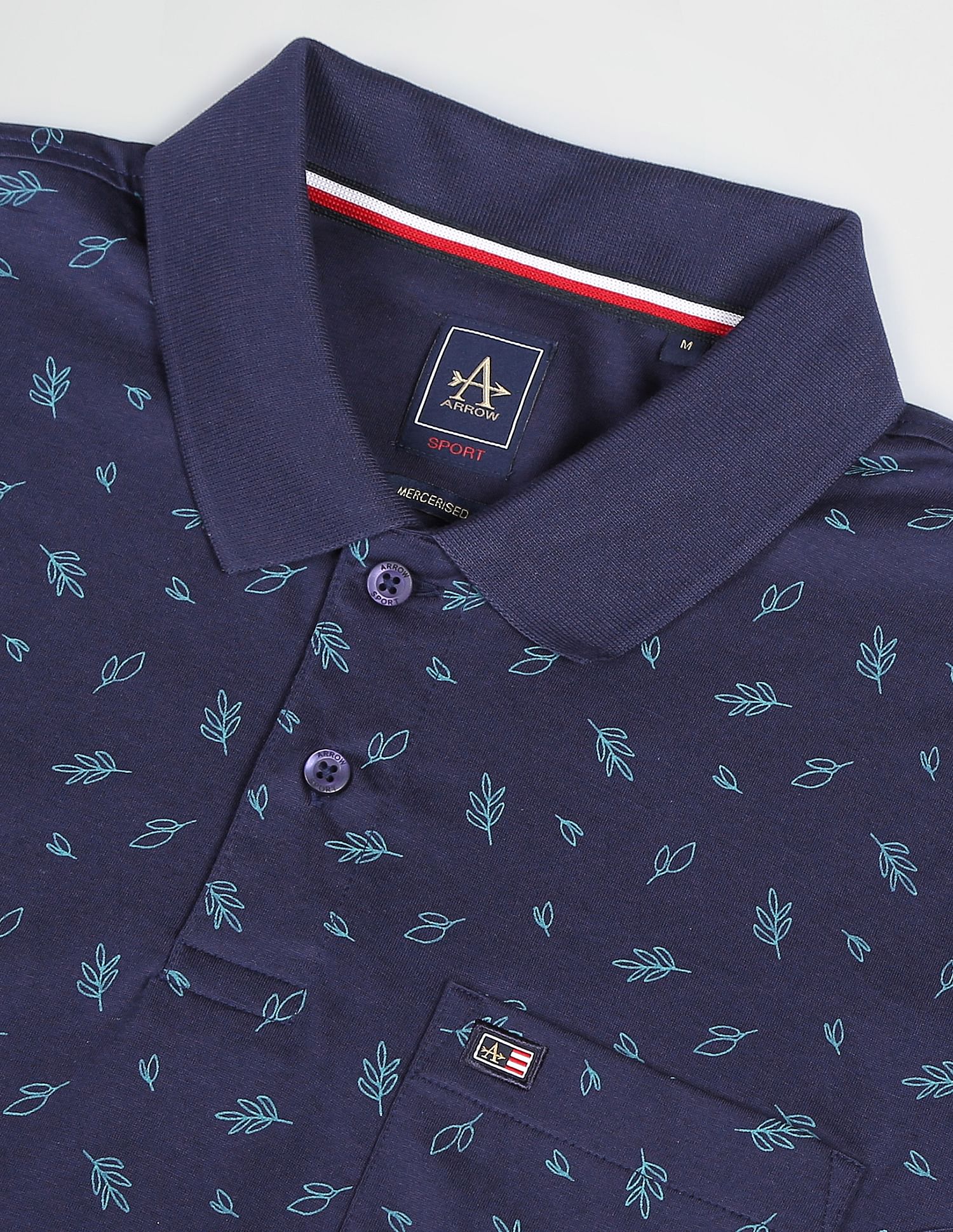 Arrow Sports Tropical Print Mercerized Polo Shirt