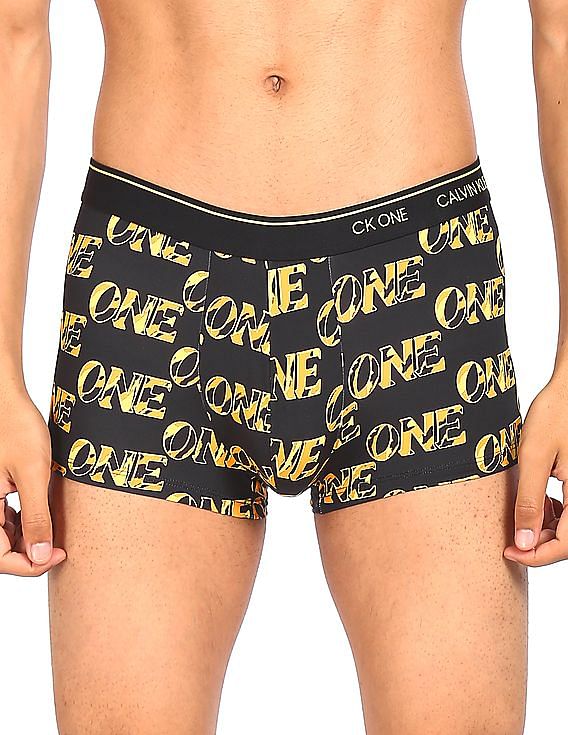 Buy Calvin Klein Underwear Men Black Low Rise Brand Print Trunks