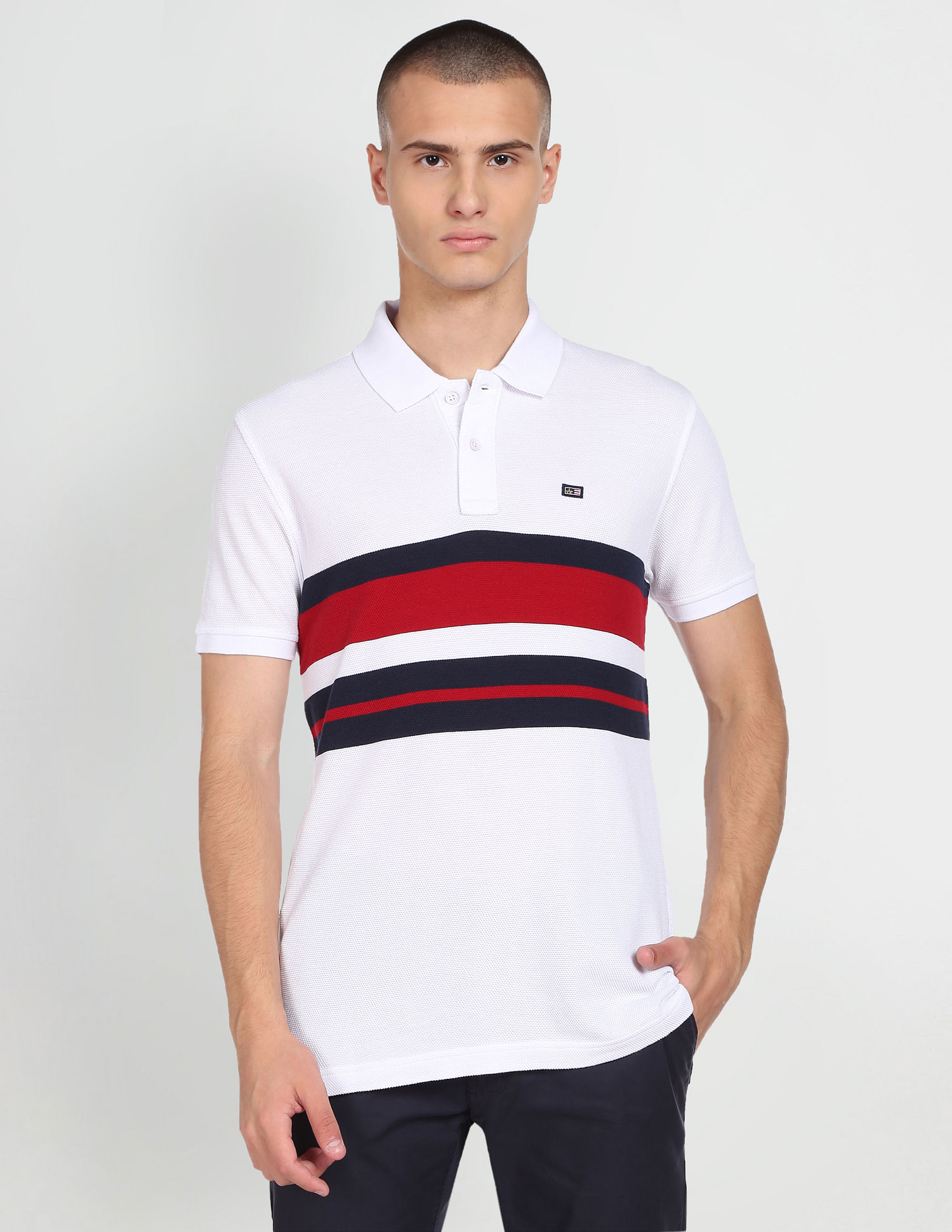 Arrow Sports Striped Jacquard Polo Shirt