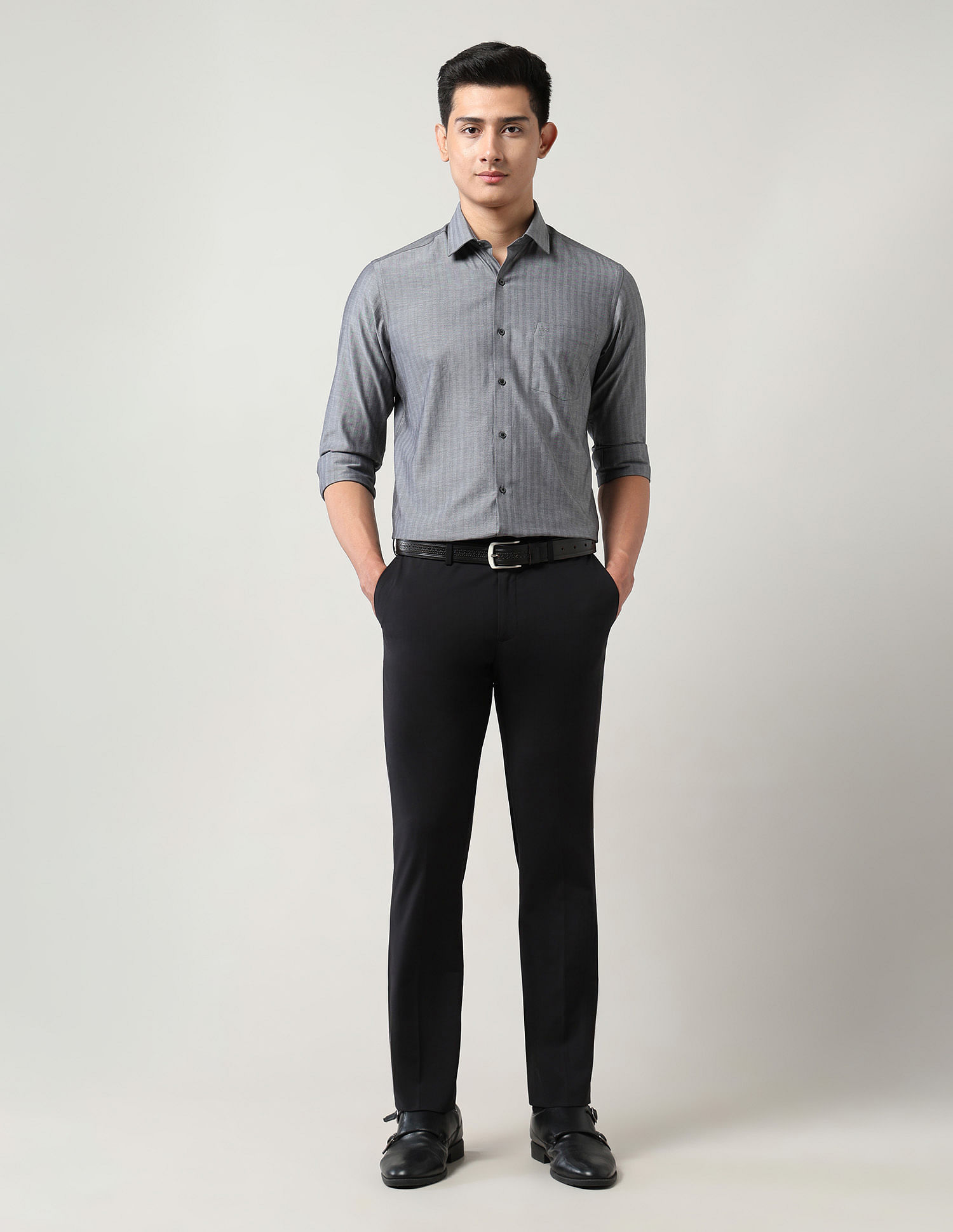 Arrow Regular Fit Mid Rise Trousers
