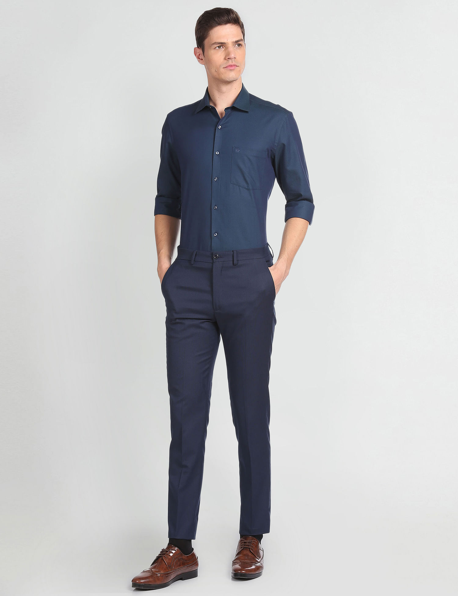 Arrow Patterned Weave Classic Fit Shirt