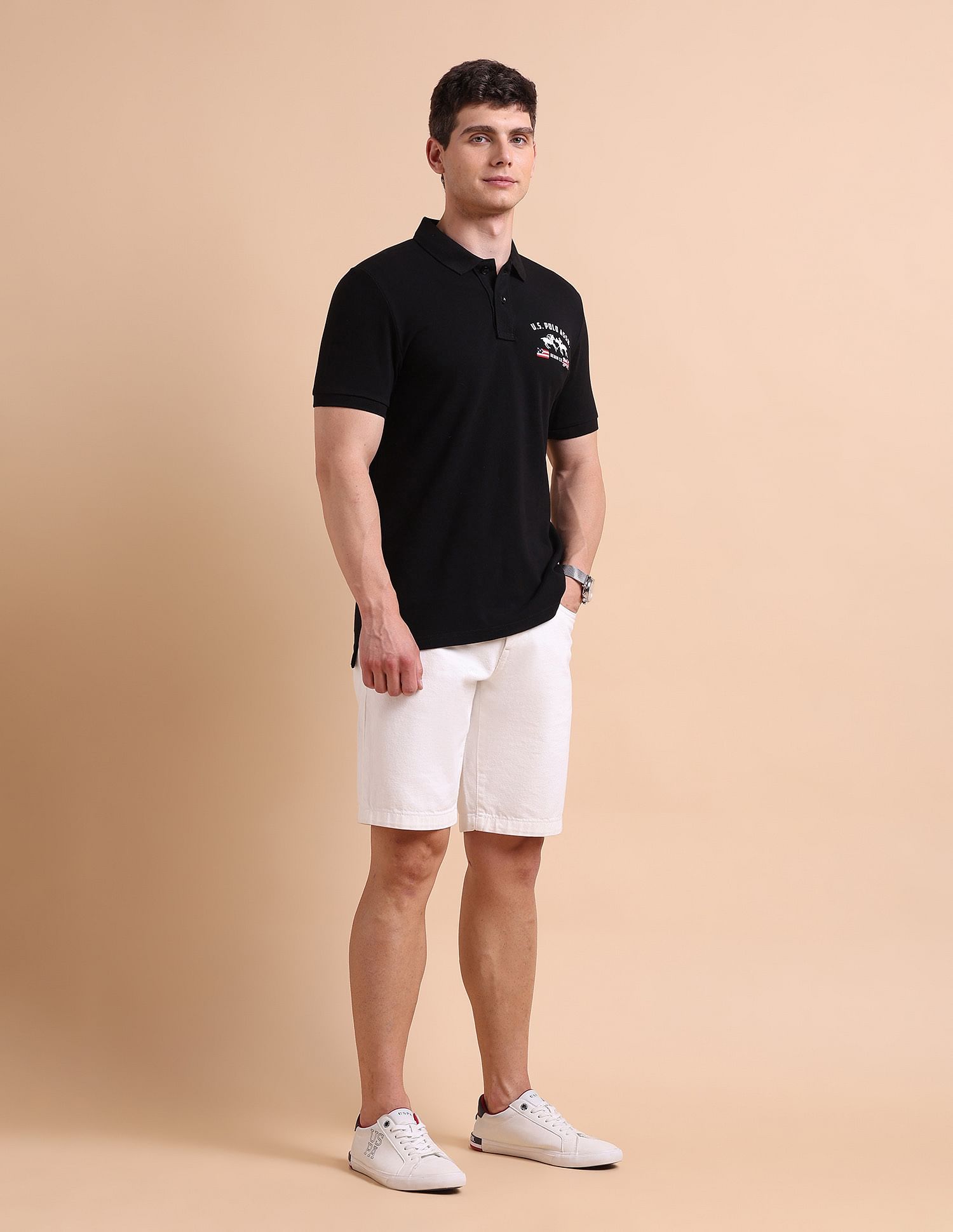 U.S. Polo Assn. Denim Co. Brand Printed Muscle Fit Polo Shirt