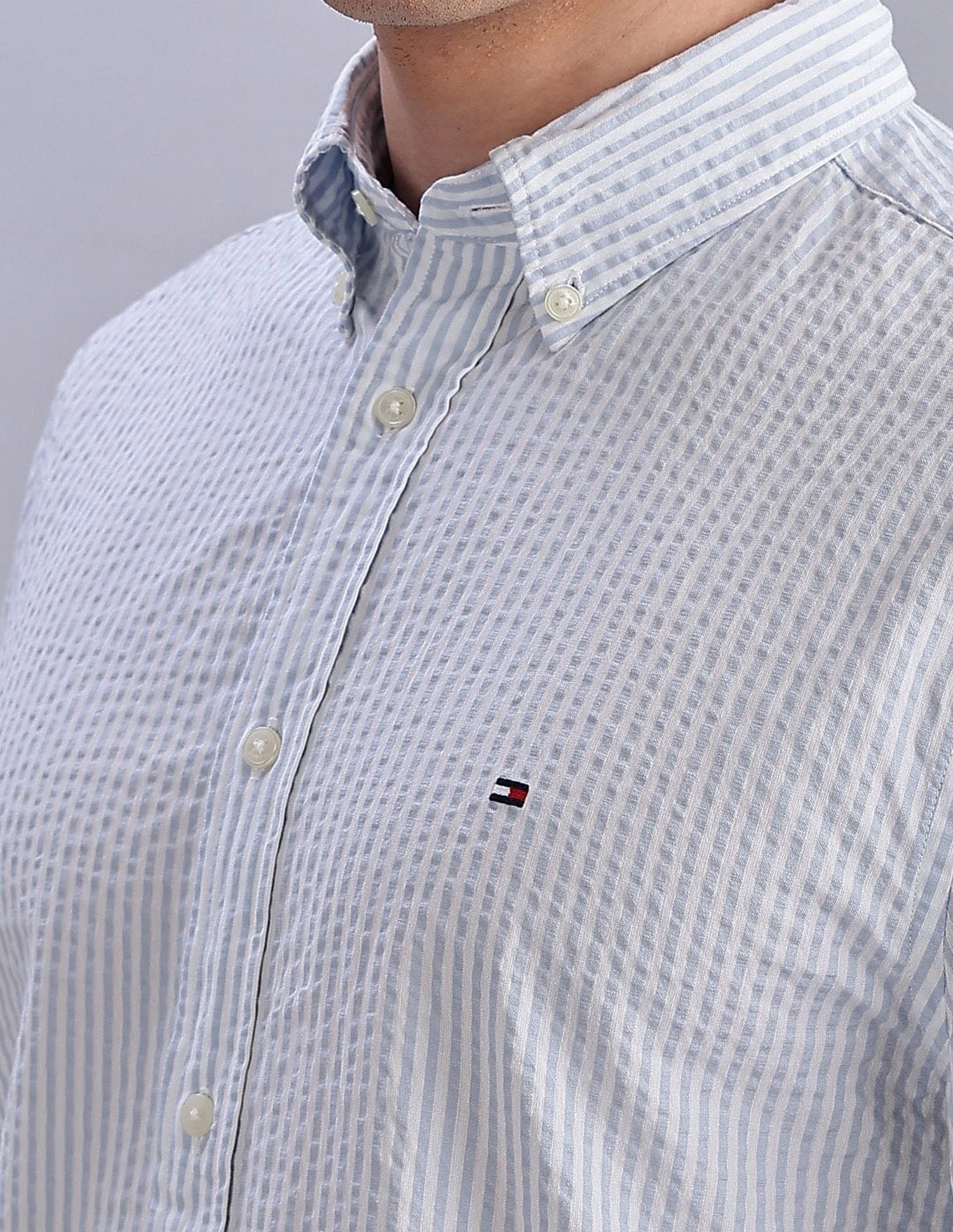 Tommy Hilfiger Striped Regular Fit Plain Woven Shirt