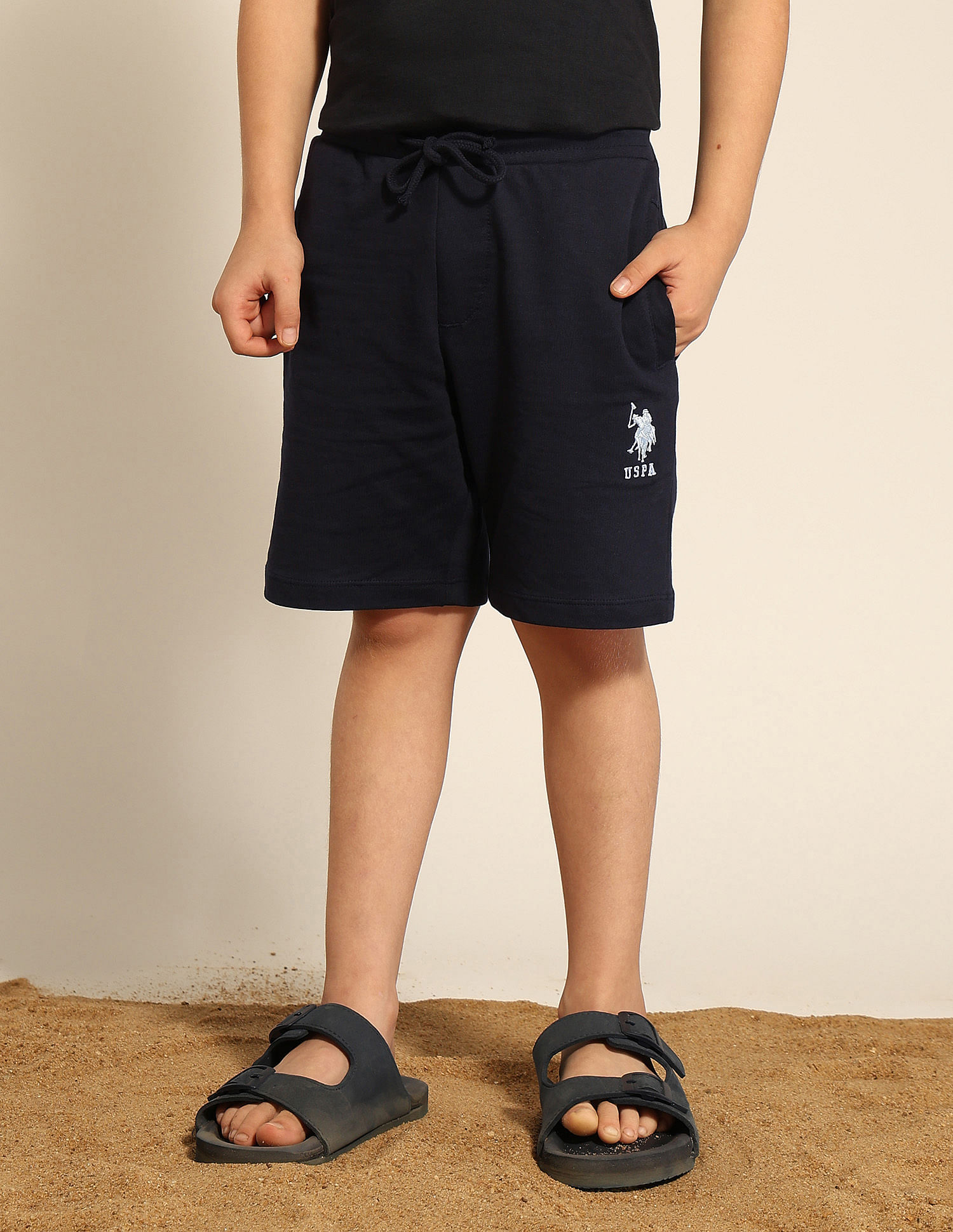 U.S. Polo Assn. Kids Boys Pure Cotton Mid Rise Shorts