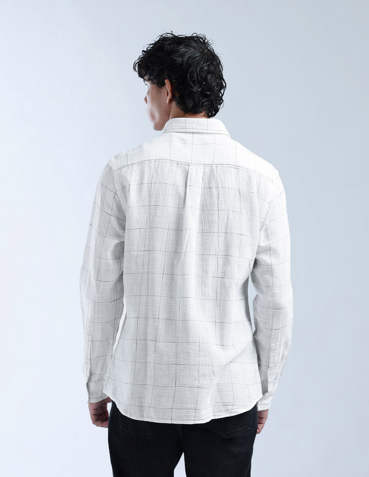 Flying Machine Windowpane Checked Pure Cotton Shirt