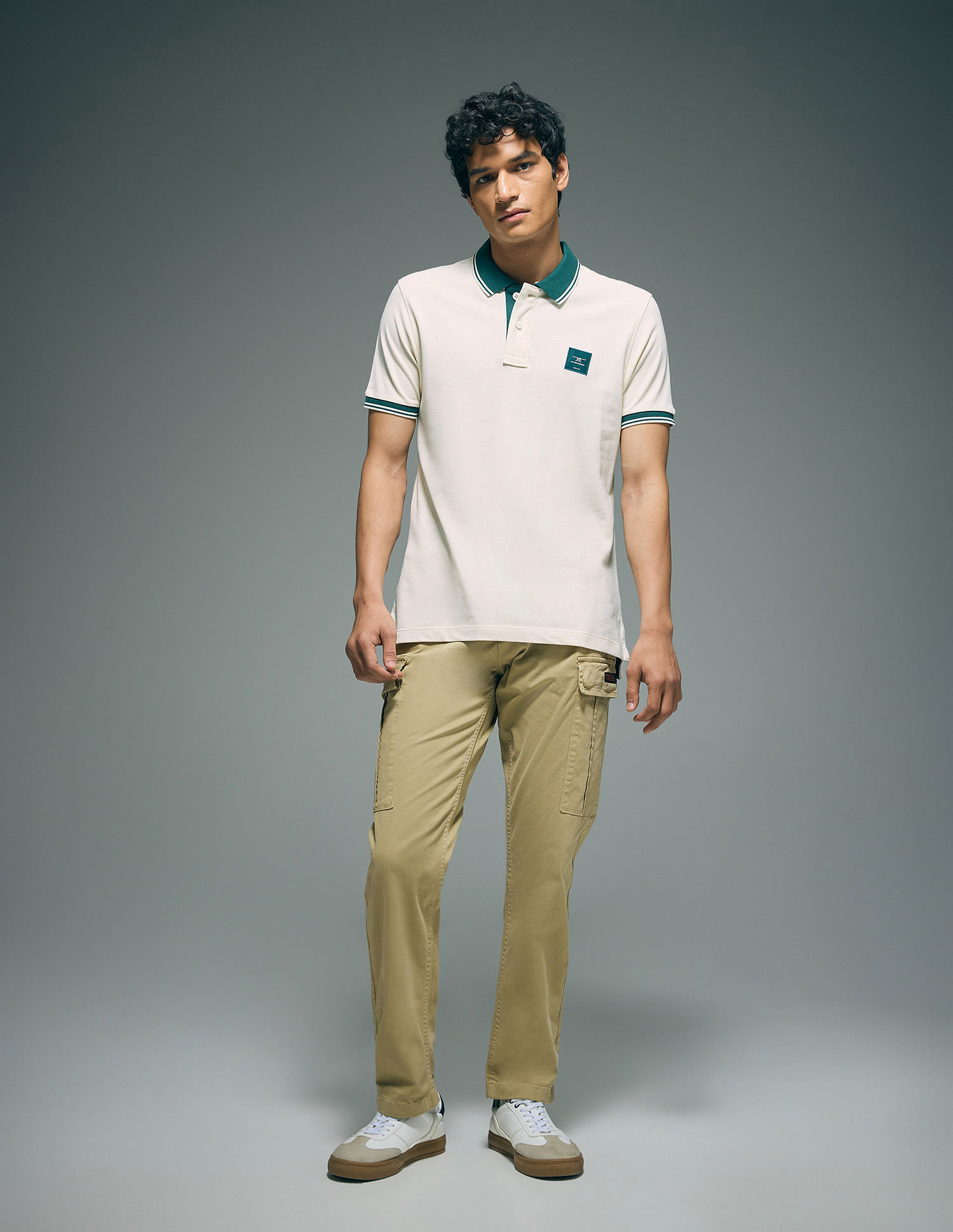 Flying Machine Tipped Collar Cotton Polo Shirt