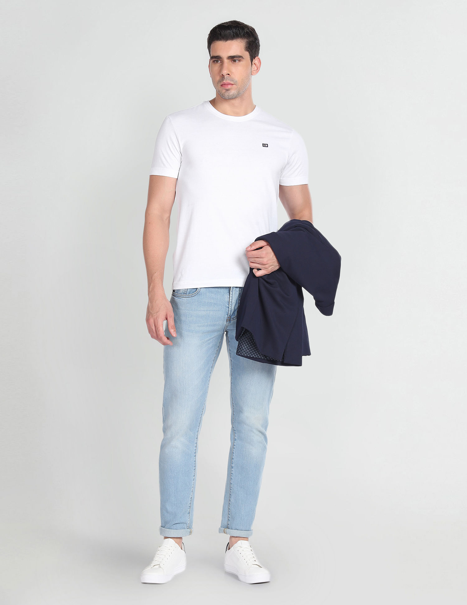Arrow Sports Crew Neck Solid T-Shirt