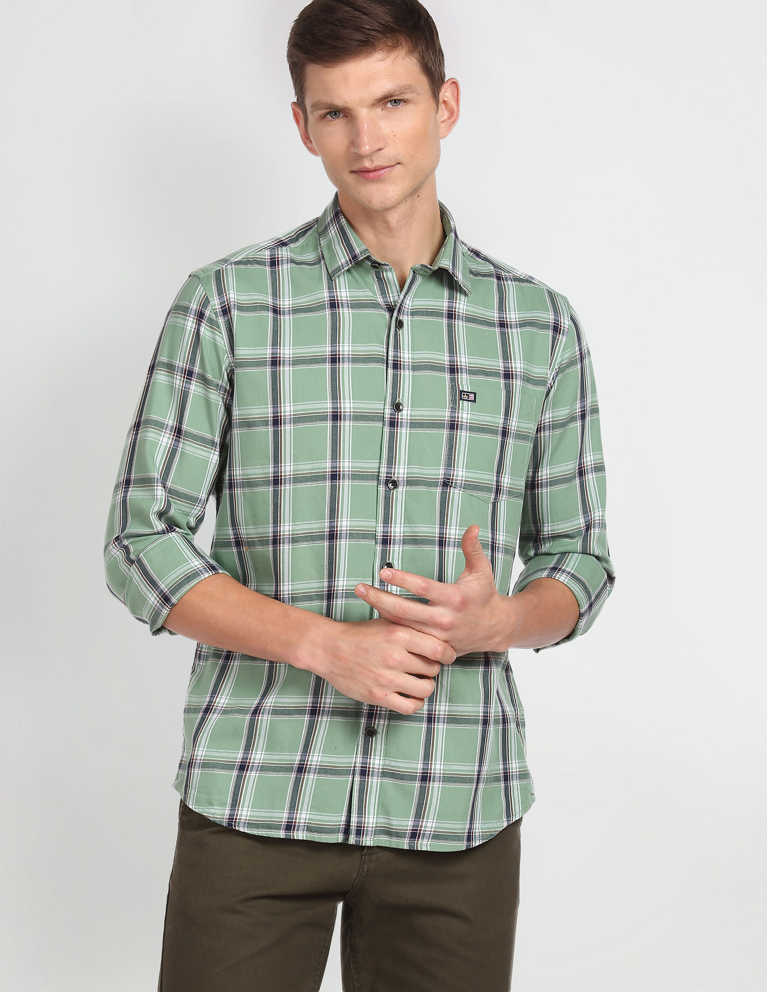 Arrow Sports Tartan Check Twill Casual Shirt