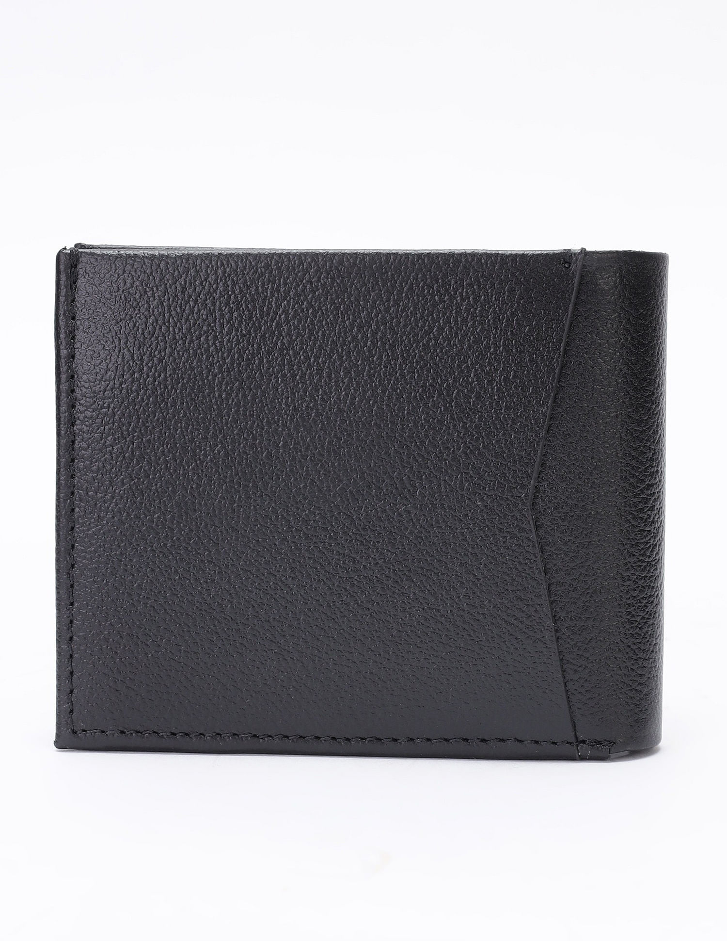 Calvin Klein Solid Black Leather Bi-Fold Wallet