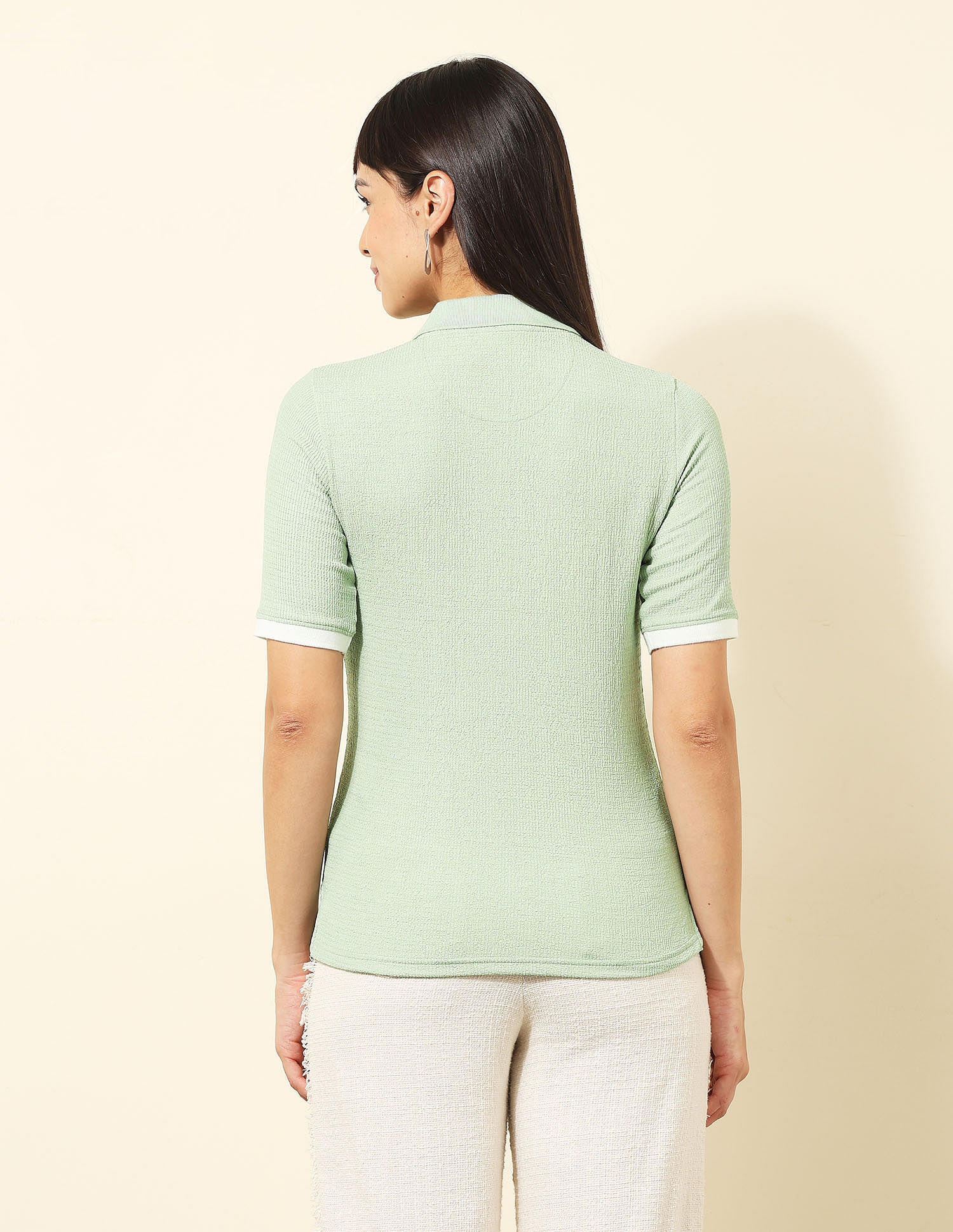 U.S. Polo Assn. Women Regular Fit Textured Polo Shirt