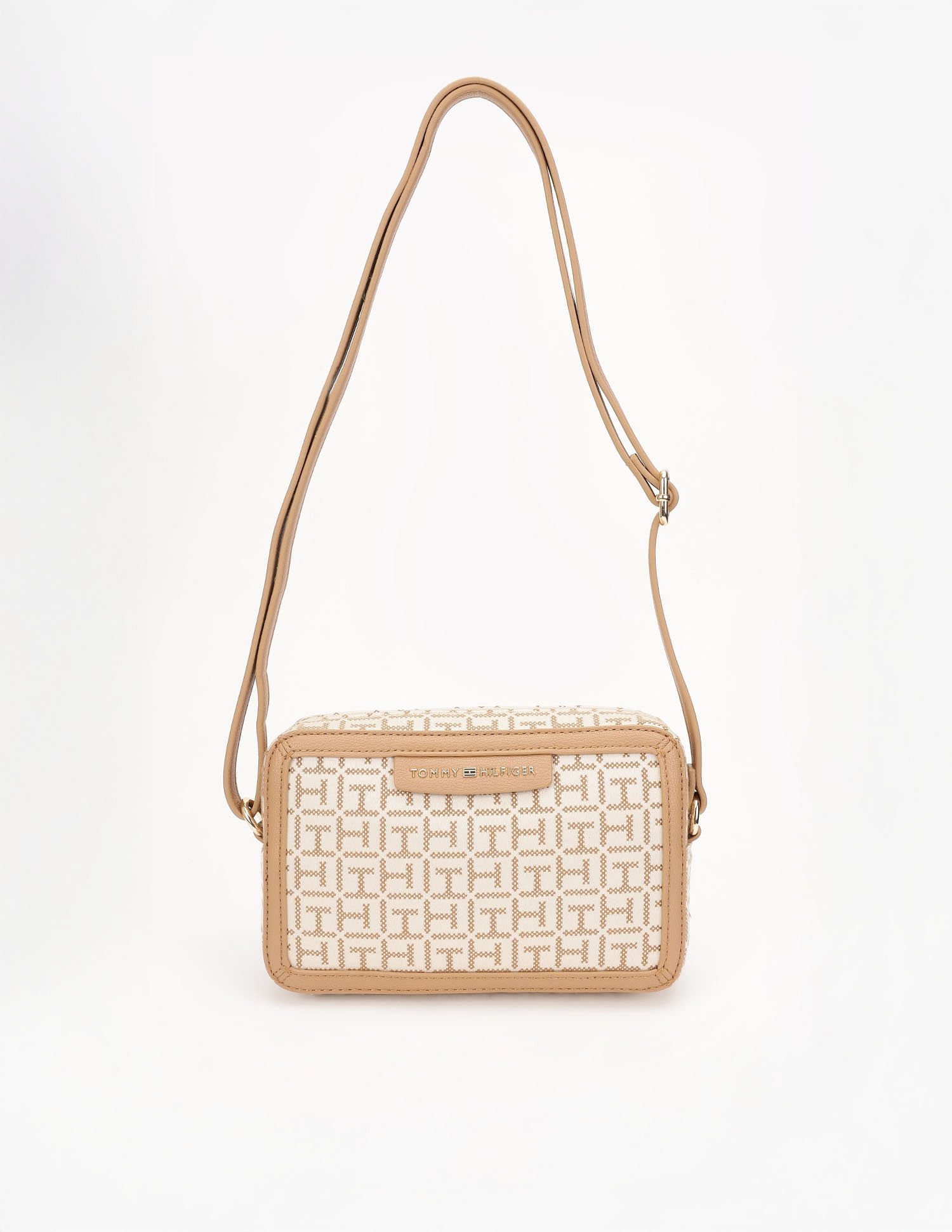Tommy Hilfiger Logo Brown Polyester Sling Bag