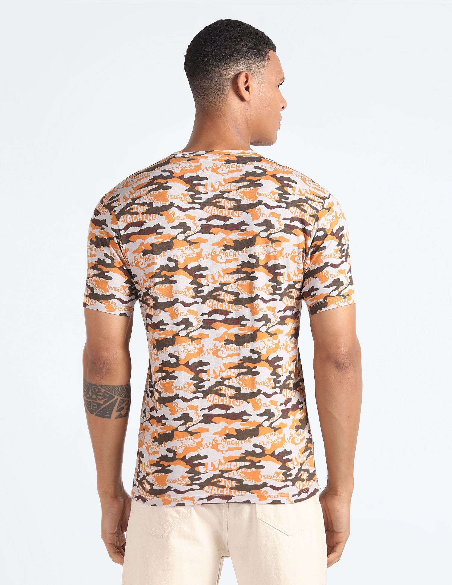 Flying Machine Camouflage Print Cotton T-Shirt