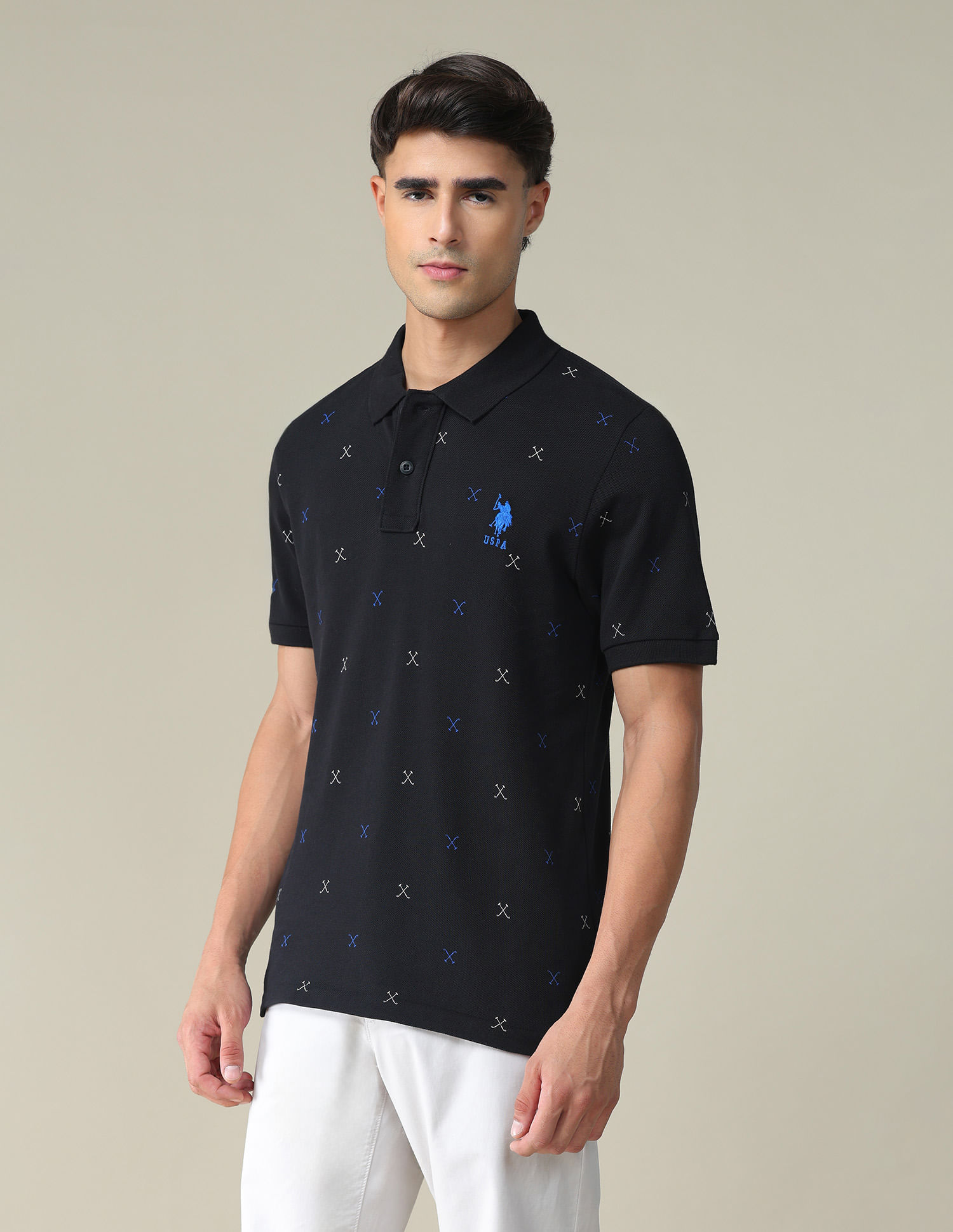 U.S. Polo Assn. All Over Brand Print Polo Shirt