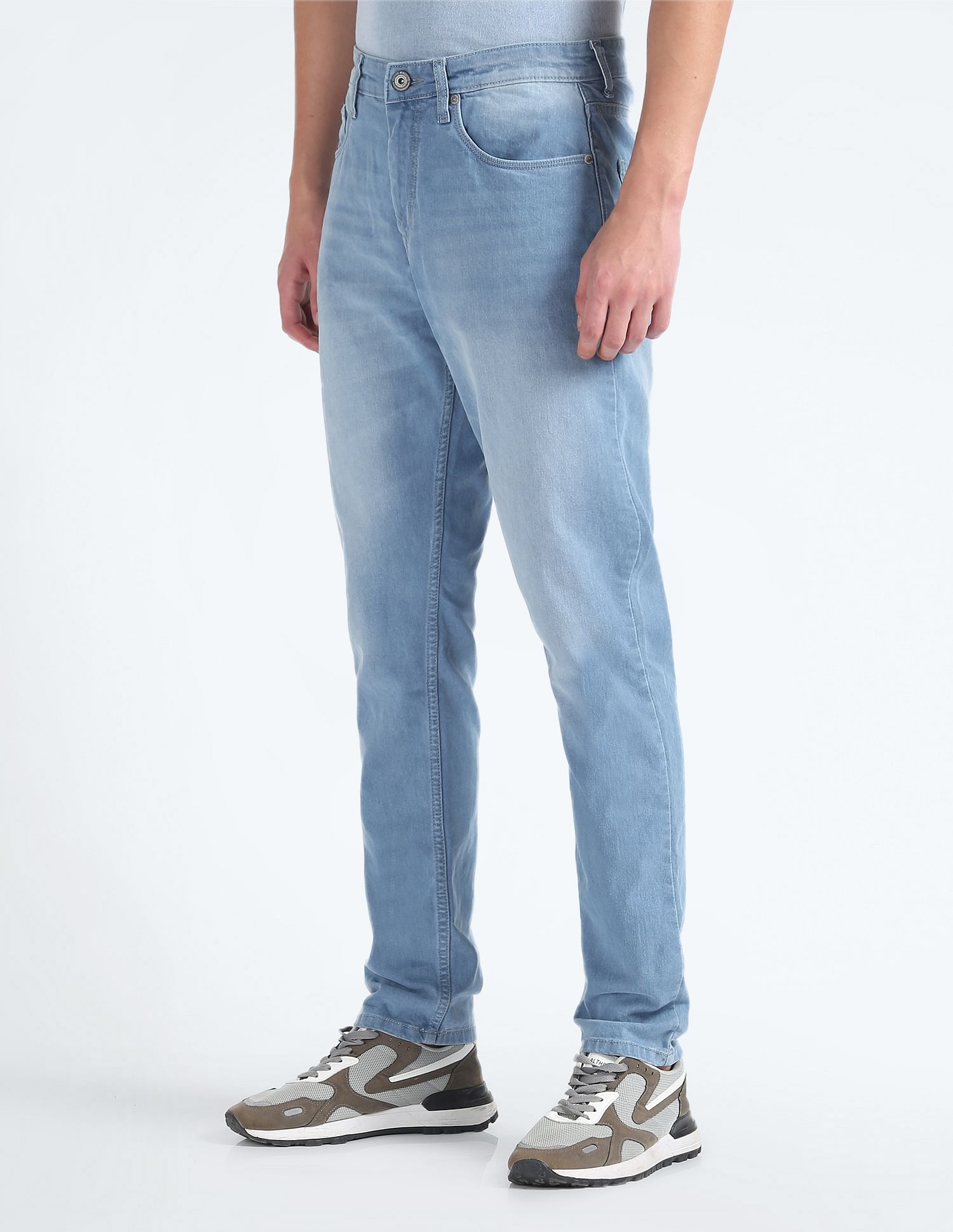 Flying Machine Slash Slim Tapered Fit Mid Rise Jeans