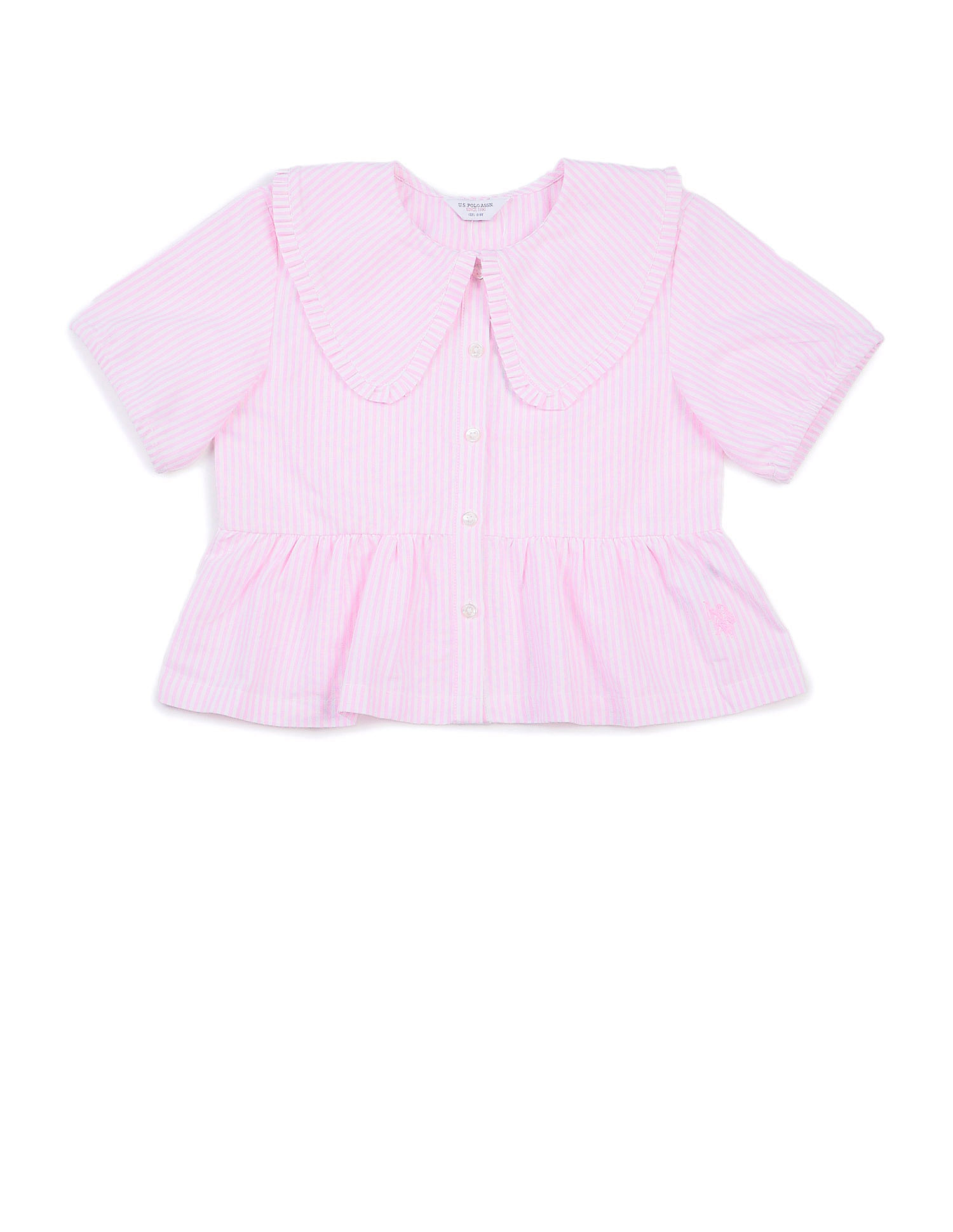 U.S. Polo Assn. Kids Girls Peter Pan Collar Striped Top