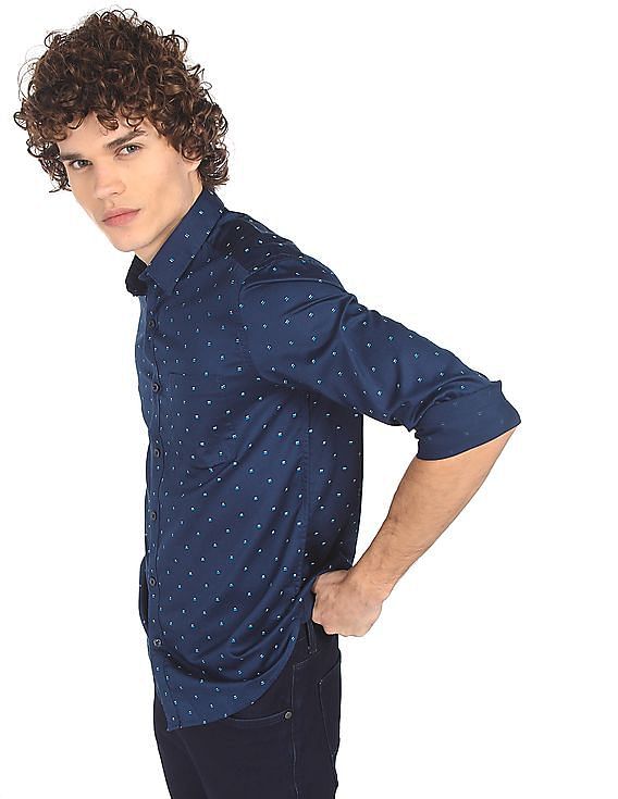 Buy Arrow Spread Collar Printed Formal Shirt - NNNOW.com