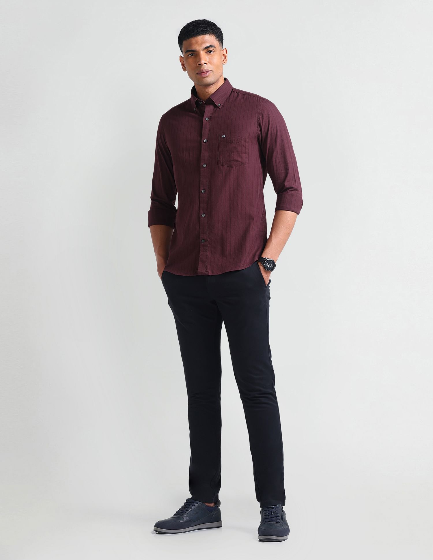 Arrow Sport Button Down Collar Striped Shirt