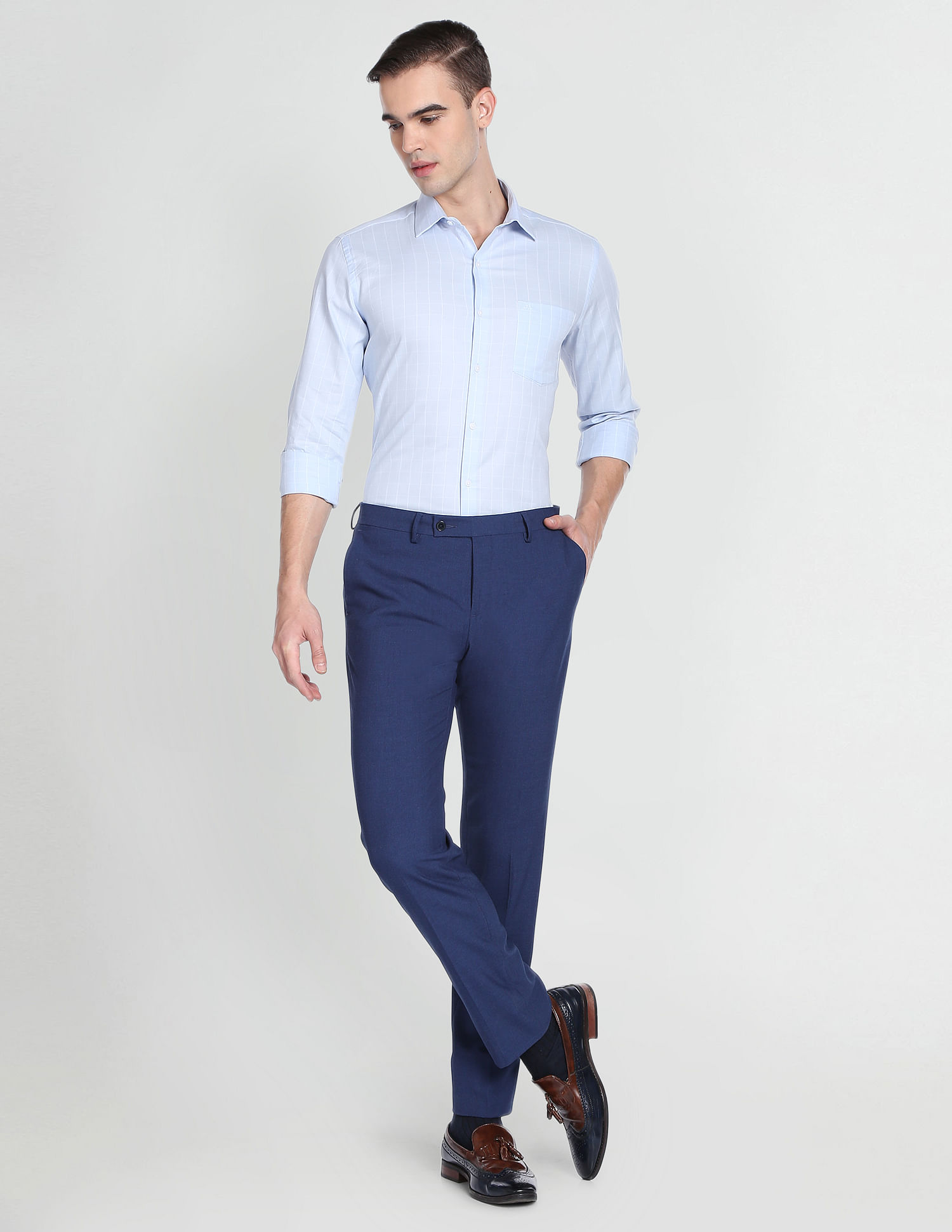 Arrow Cutaway Collar Windowpane Check Formal Shirt