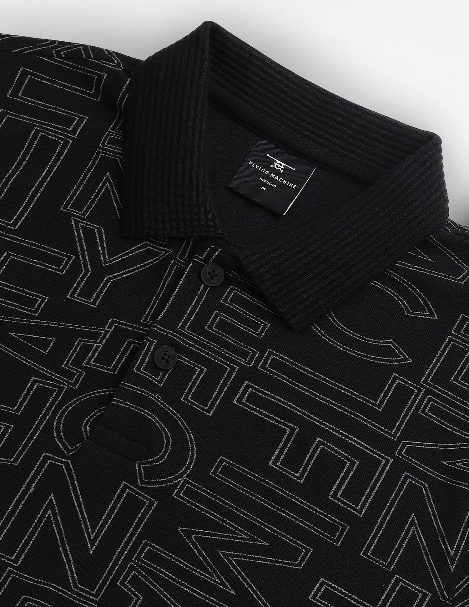 Flying Machine All Over Print Cotton Polo Shirt