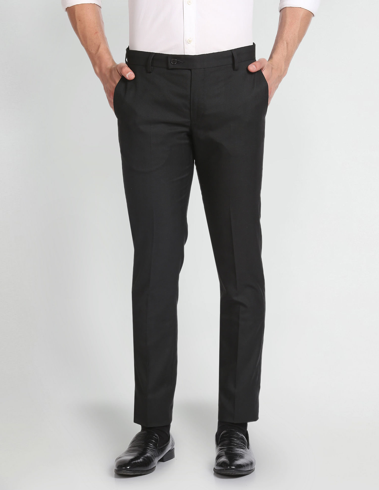 Arrow Tailored Regular Fit Dobby Formal Trousers