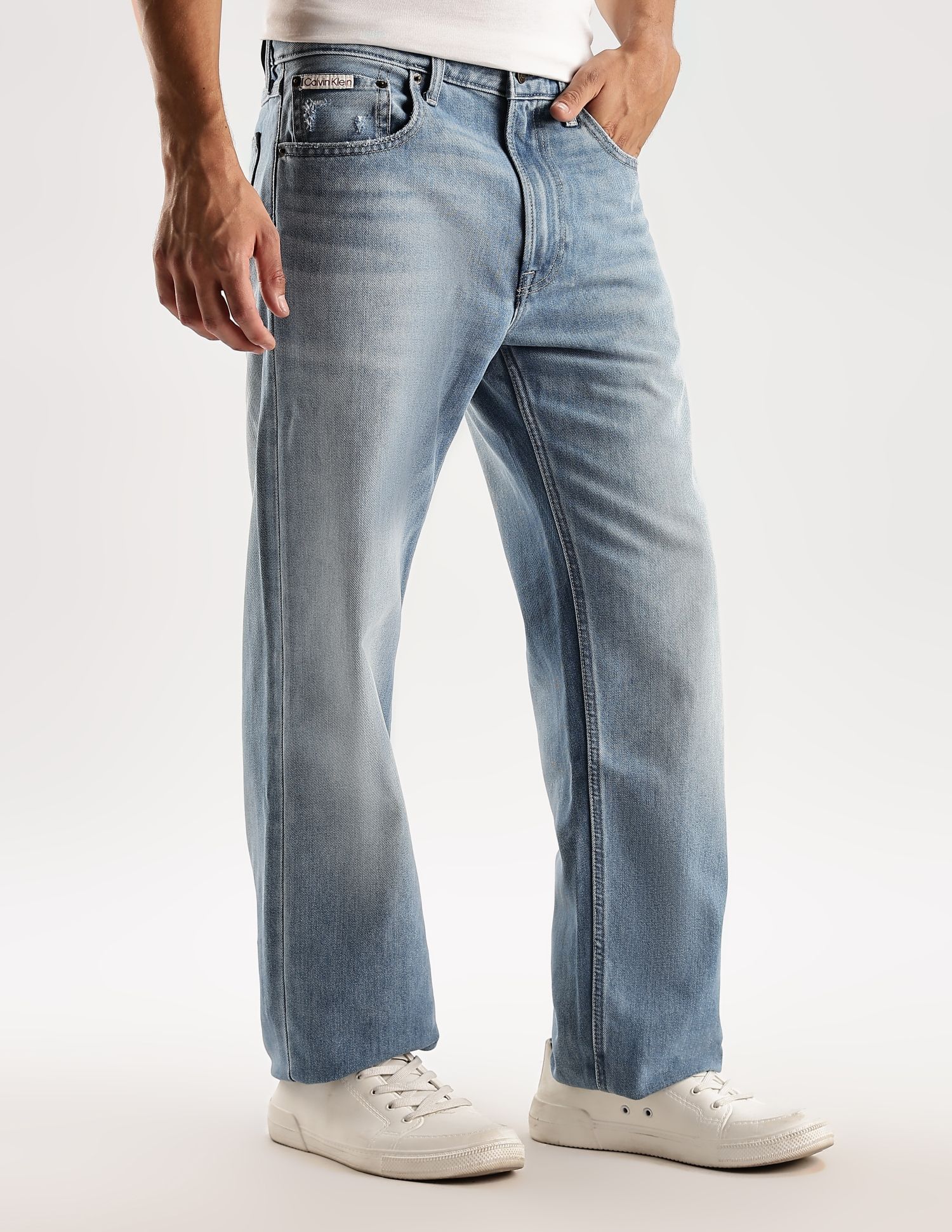 Buy Calvin Klein Jeans Mid-Wash Straight-Fit Mid Rise Jeans