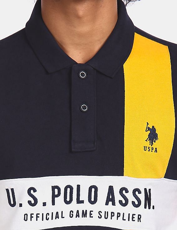 U.S. Polo Assn. Embroidered Logo Colour Block Polo Shirt